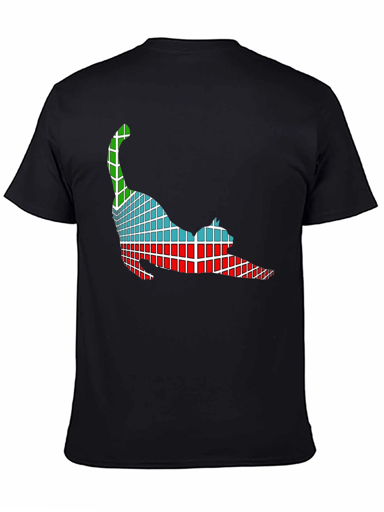 Abstract Cat Graphic Tee - Soft Black Cotton T-Shirt