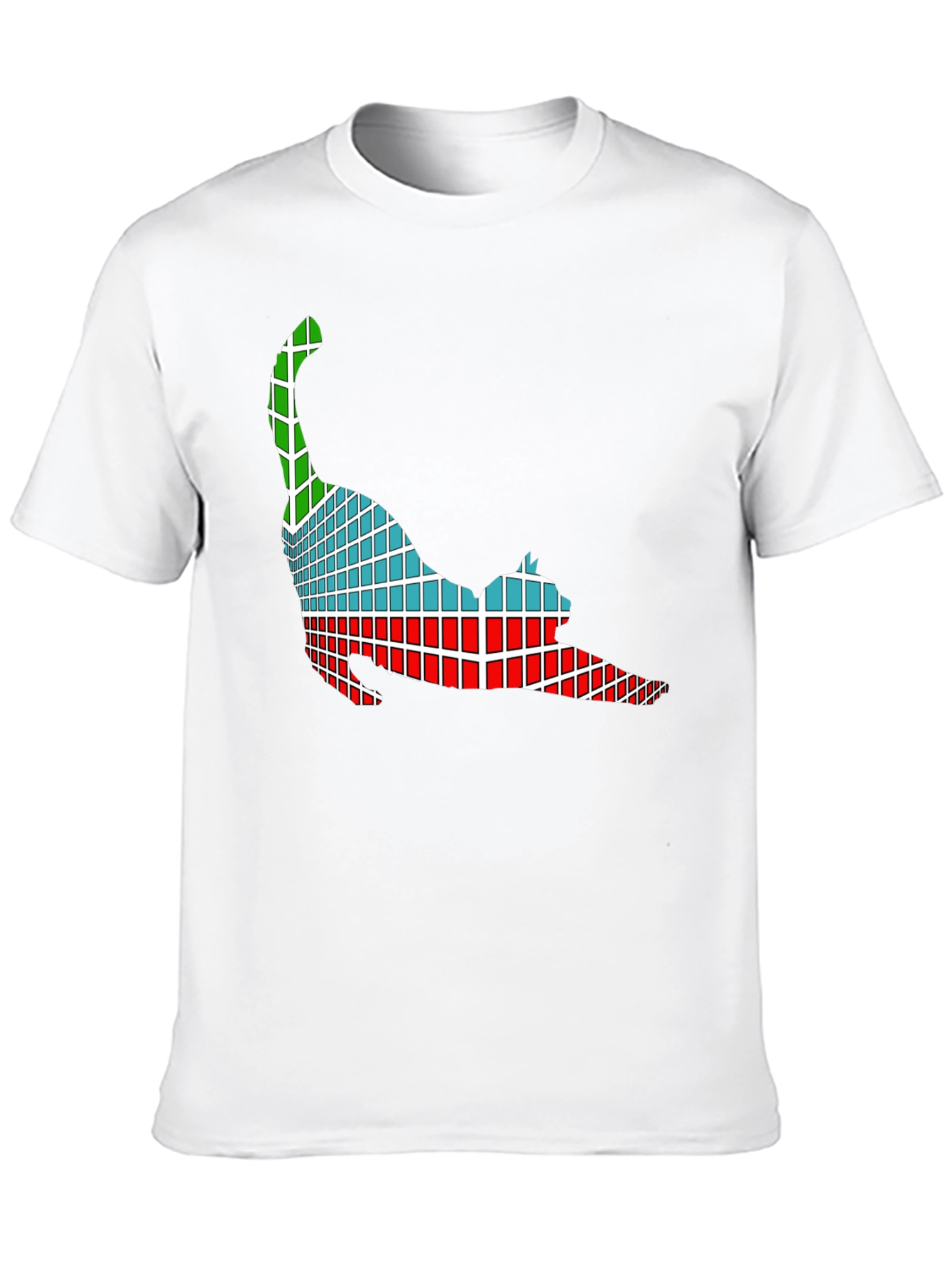 Abstract Cat Graphic Tee - Soft Black Cotton T-Shirt