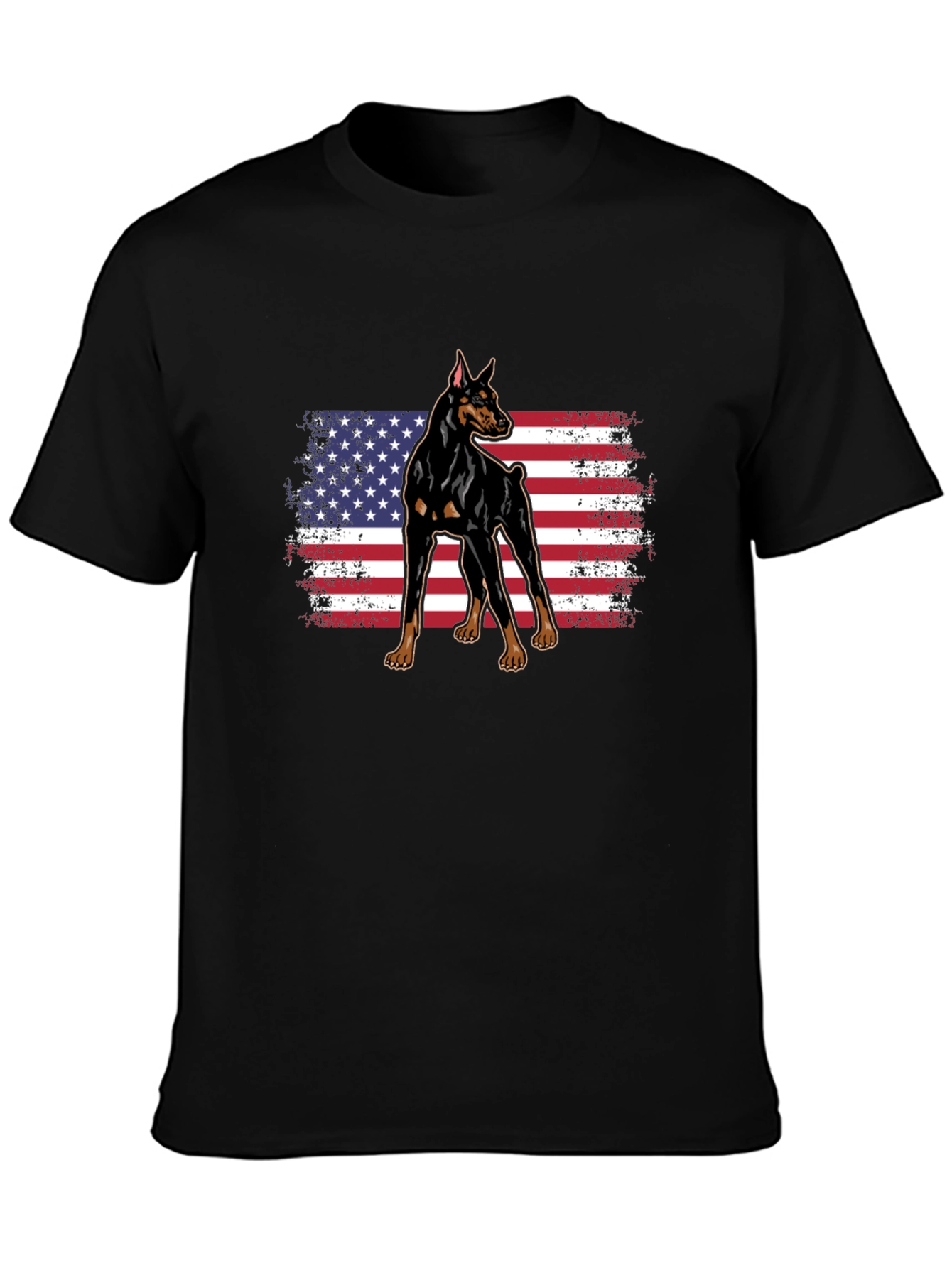 Doberman American Flag Graphic Tee
