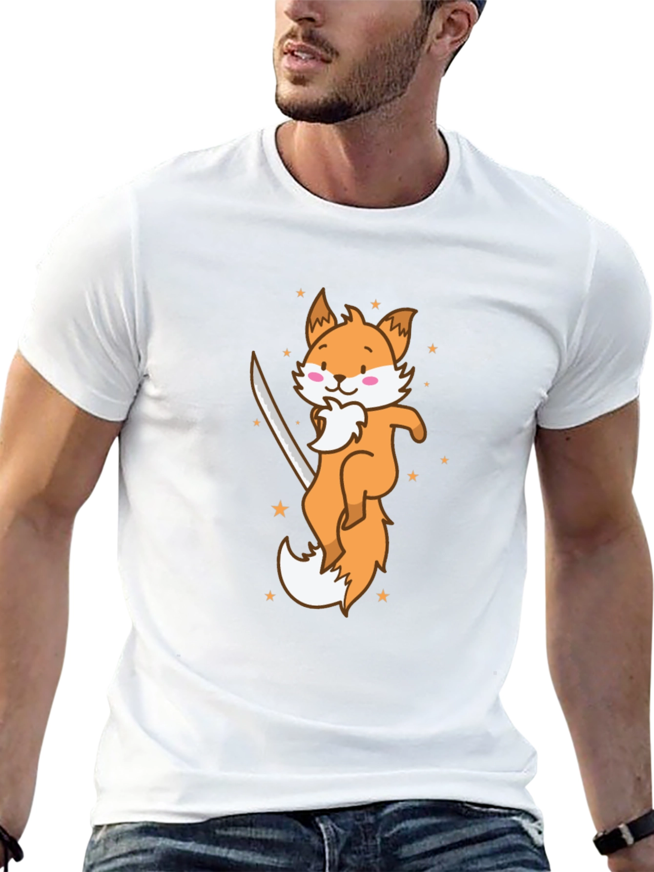 Ninja Fox T-Shirt - Cute Cartoon Animal Graphic Tee