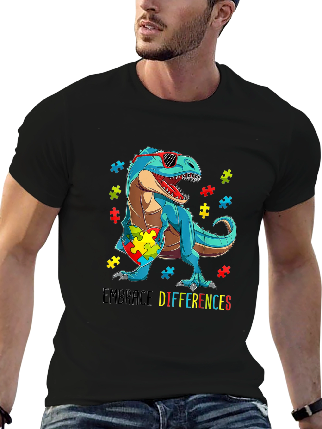 Autism Awareness Dinosaur T-Shirt Embrace Differences