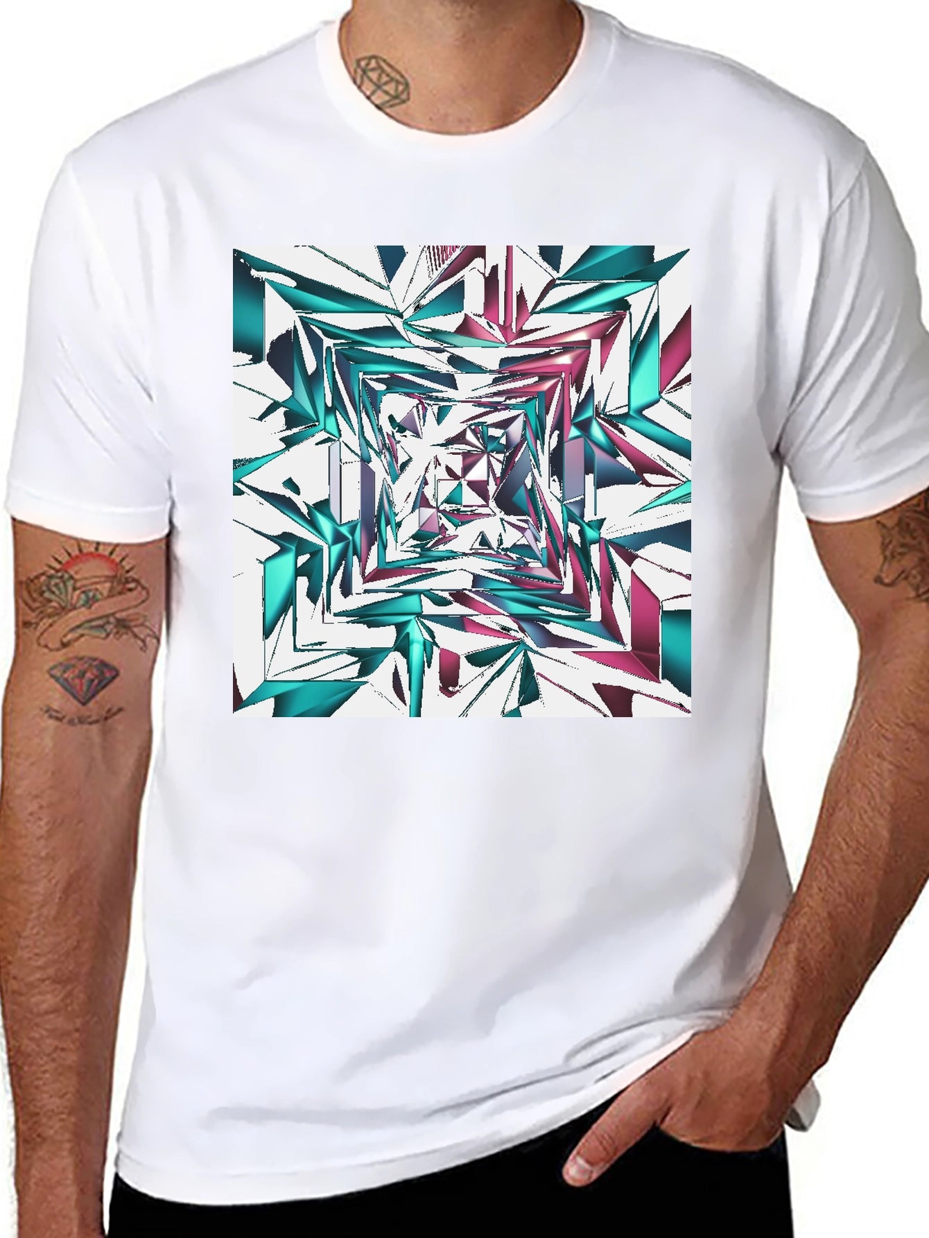 Abstract Geometric Print T-Shirt - Modern Design