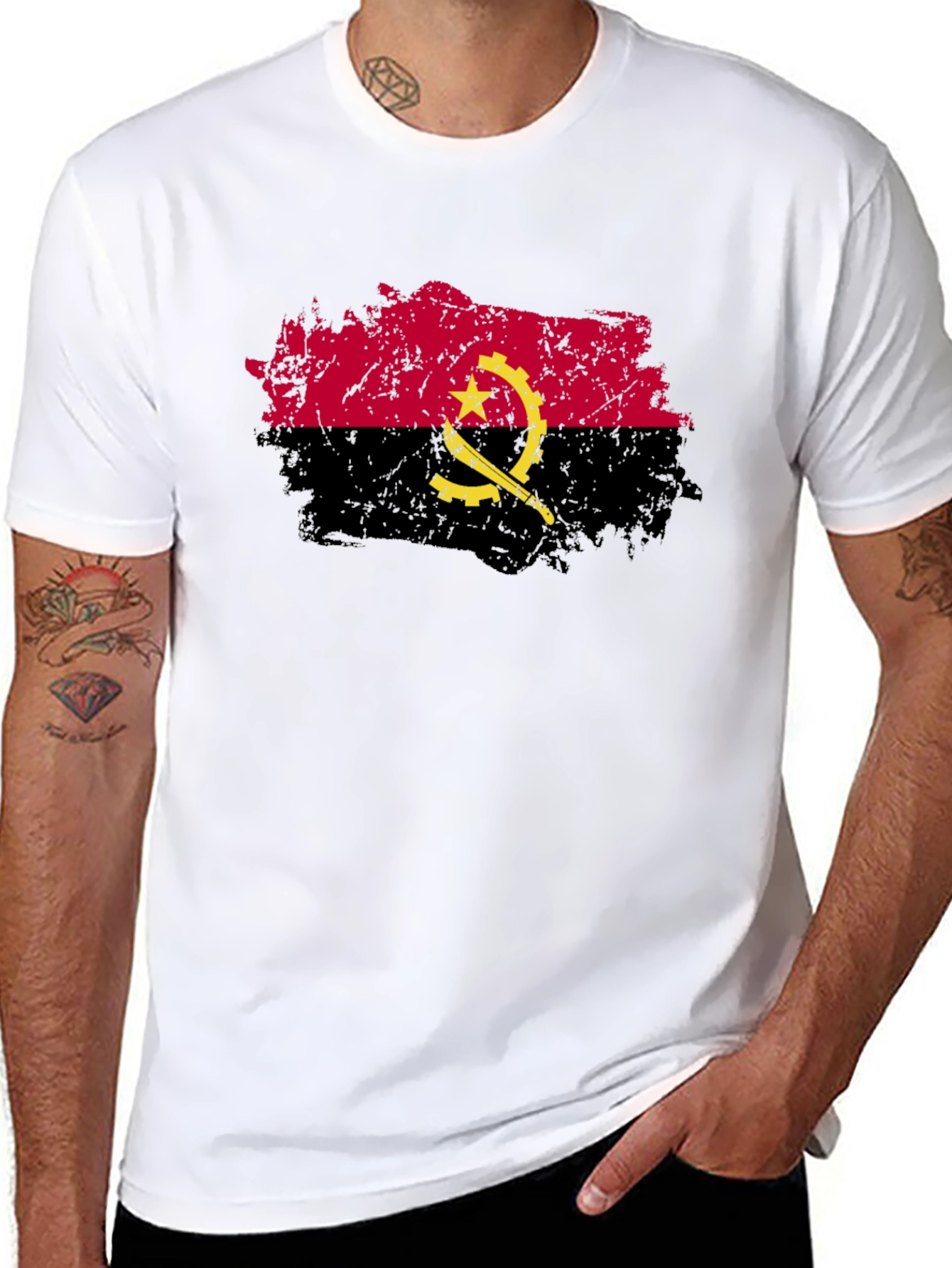 Angola Flag Grunge Style Graphic T-Shirt