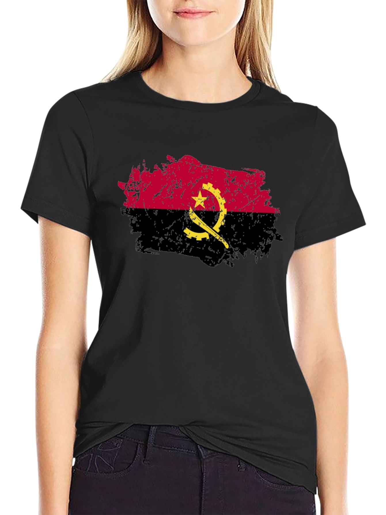 Angola Flag Grunge Style Graphic T-Shirt