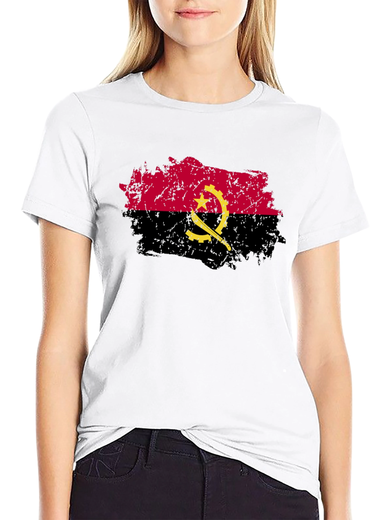 Angola Flag Grunge Style Graphic T-Shirt