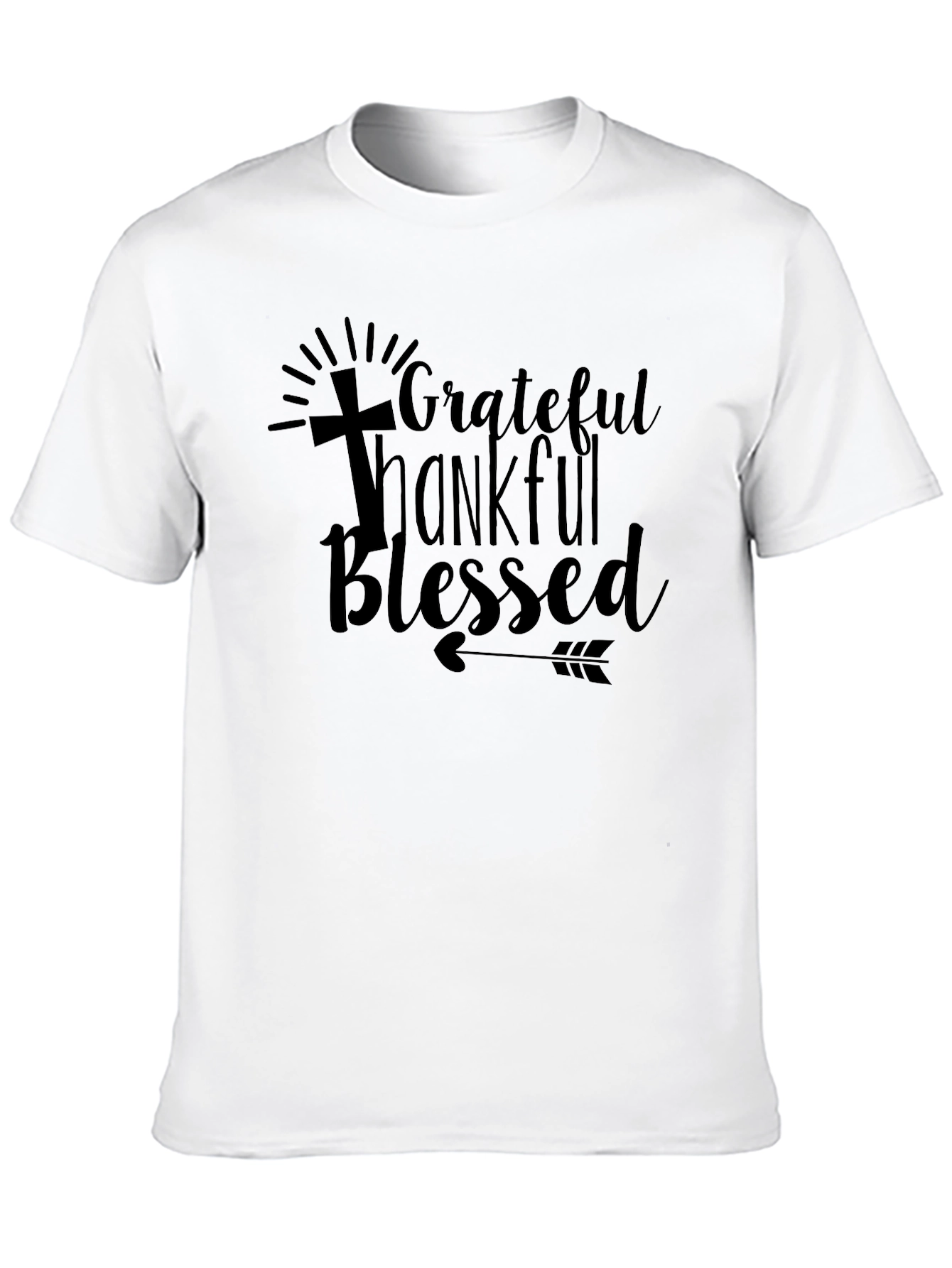 Grateful Thankful Blessed Graphic Tee - Black