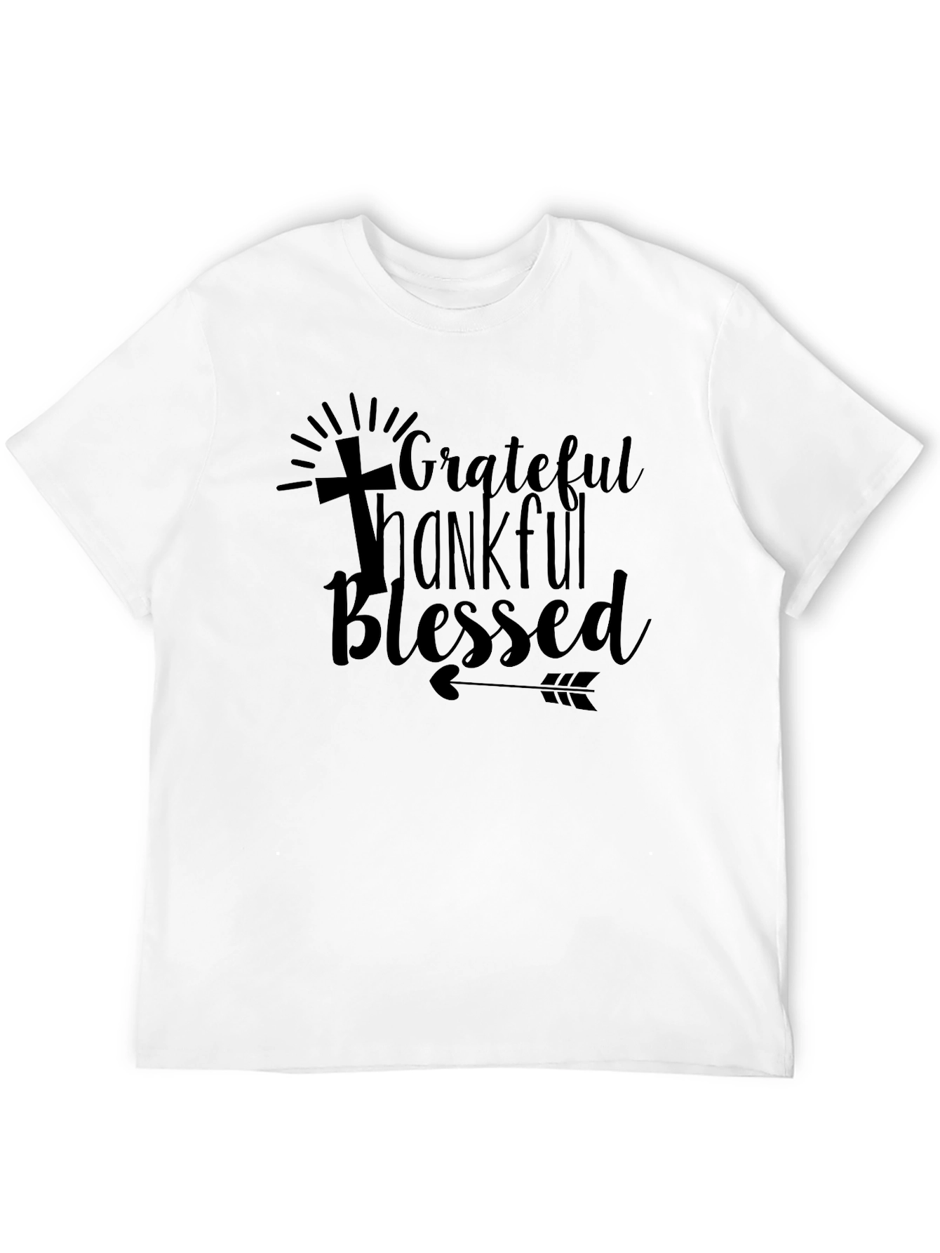 Grateful Thankful Blessed Graphic Tee - Black