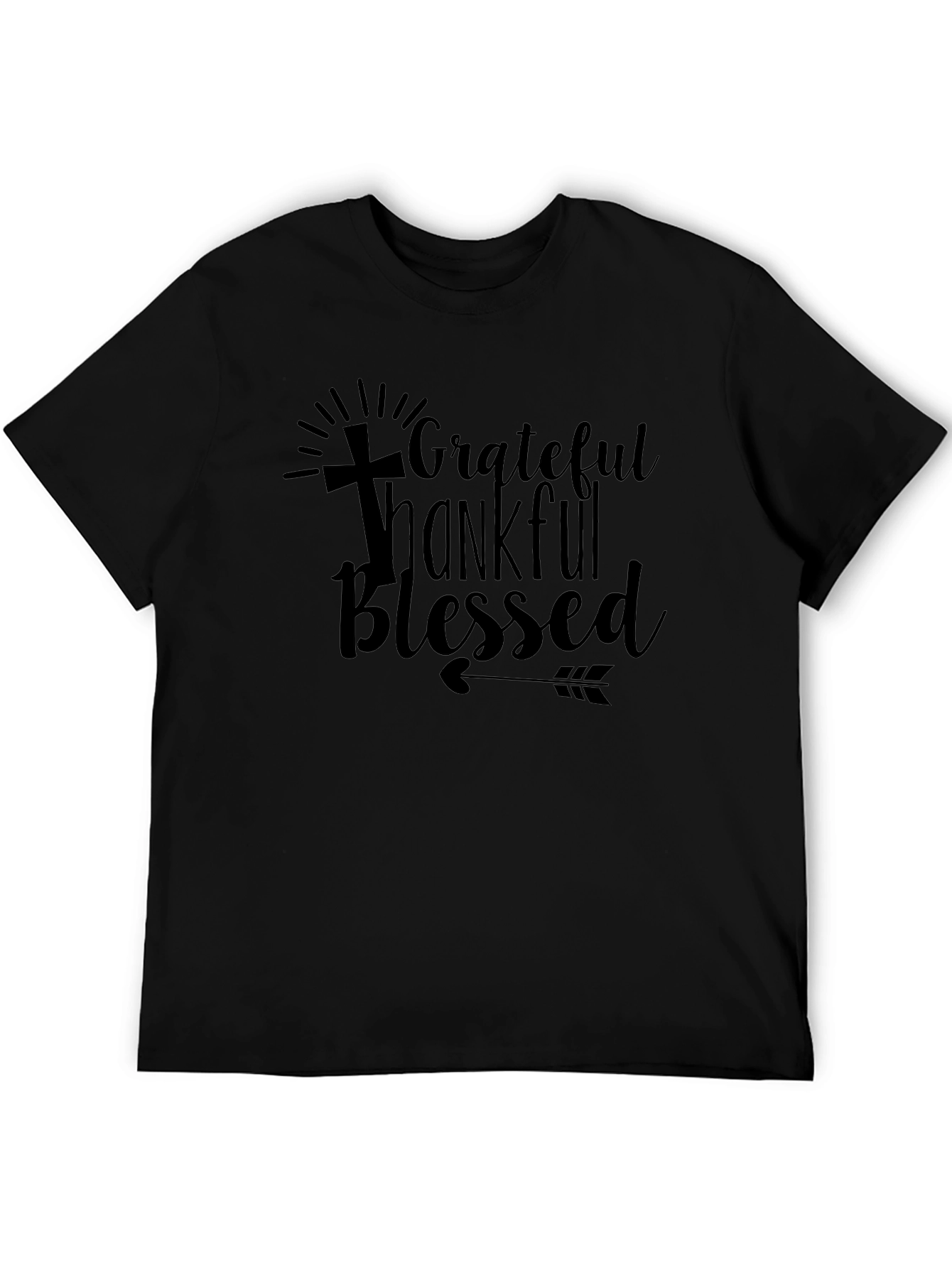Grateful Thankful Blessed Graphic Tee - Black