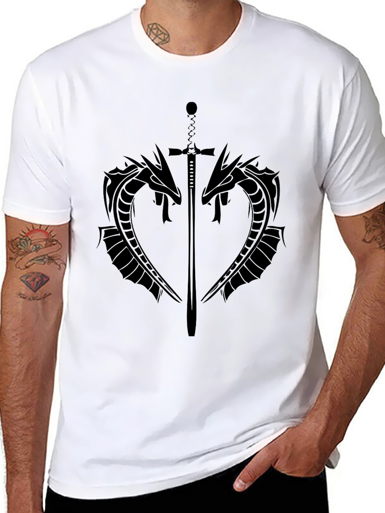 Dragon & Sword Graphic Tee - Black