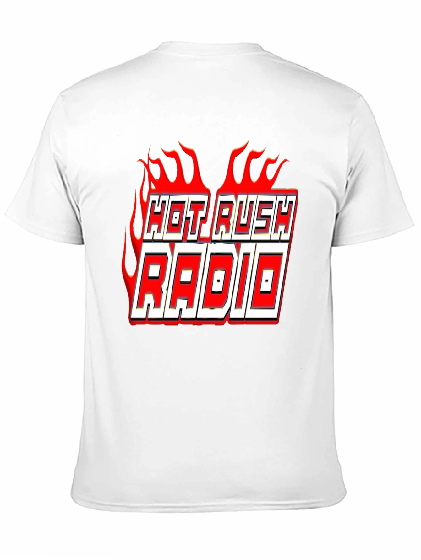 Hot Rush Radio Flame Graphic Black T-Shirt