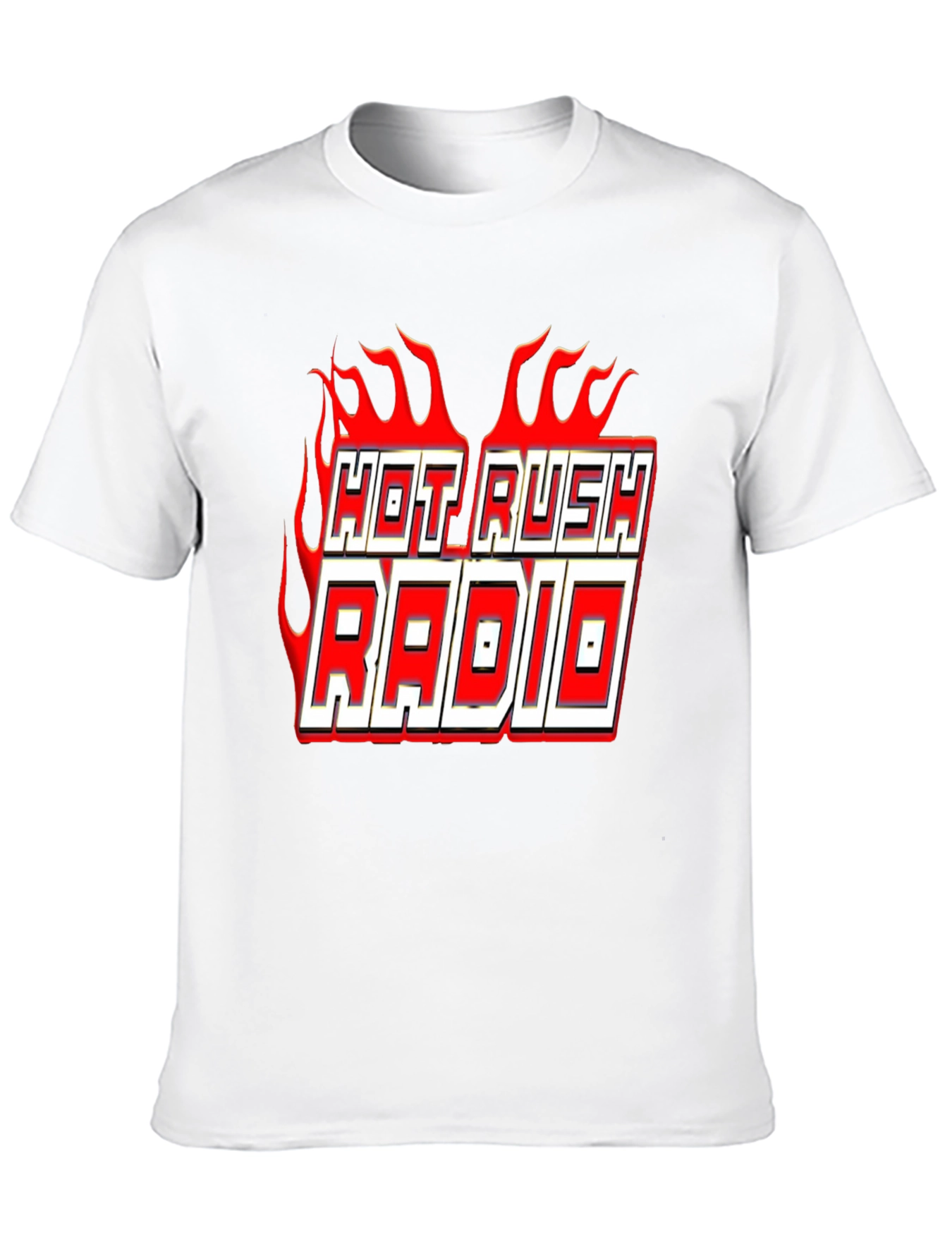 Hot Rush Radio Flame Graphic Black T-Shirt