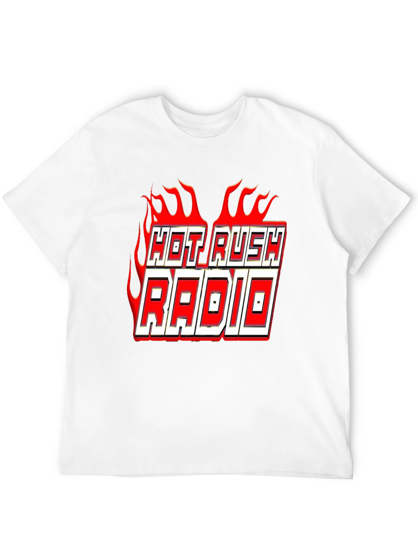Hot Rush Radio Flame Graphic Black T-Shirt