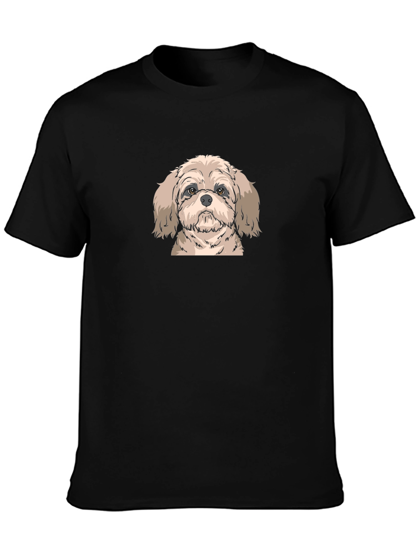 Shih Tzu Graphic Tee - Black Cotton T-Shirt