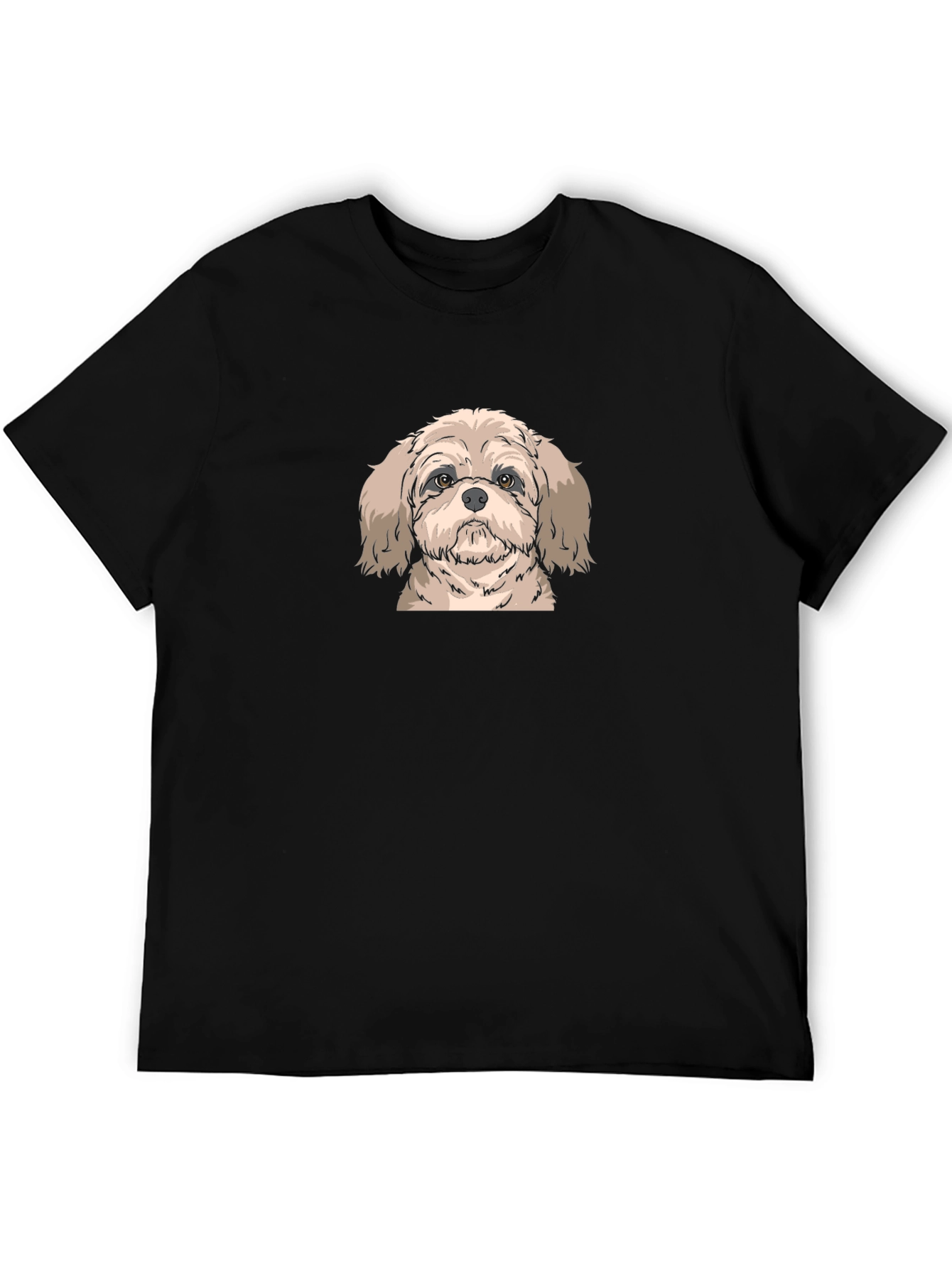 Shih Tzu Graphic Tee - Black Cotton T-Shirt