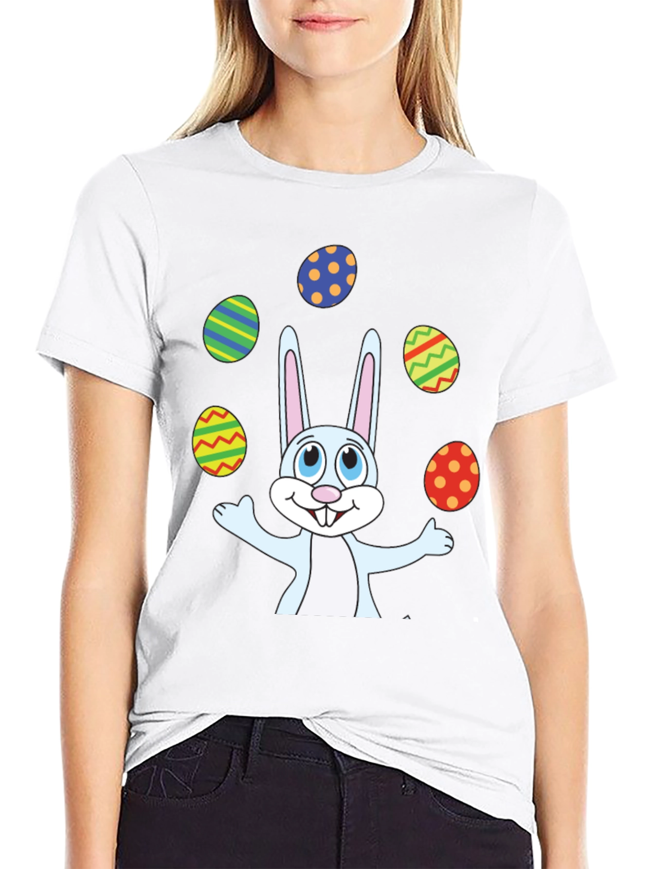 Easter Bunny Juggling Eggs Graphic T-Shirt