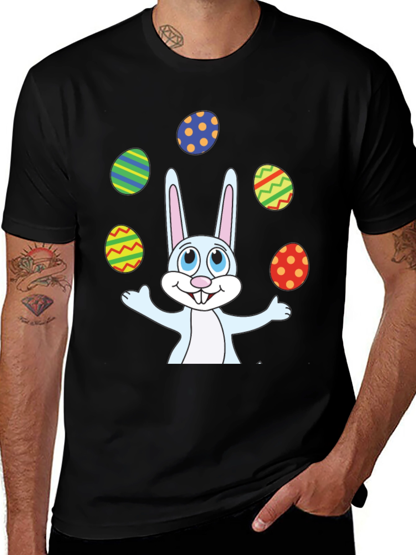 Easter Bunny Juggling Eggs Graphic T-Shirt