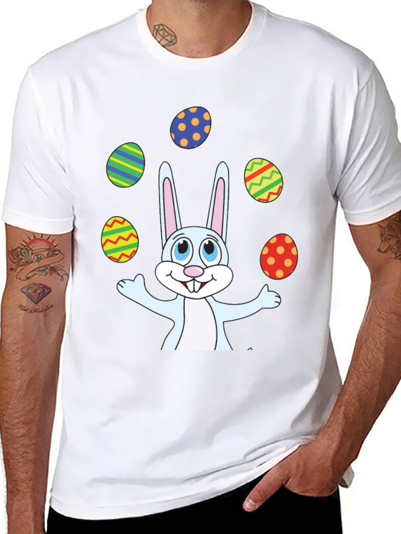 Easter Bunny Juggling Eggs Graphic T-Shirt