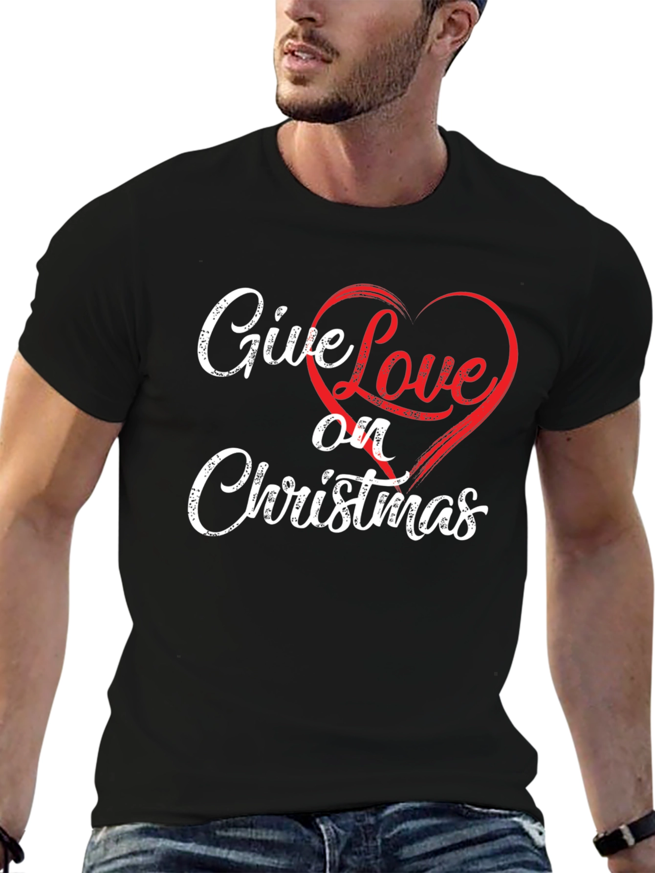 Give Love on Christmas Black T-Shirt
