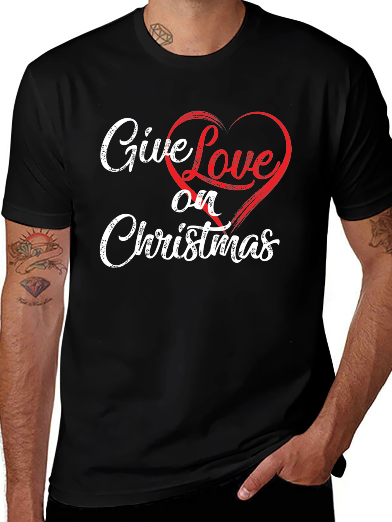 Give Love on Christmas Black T-Shirt