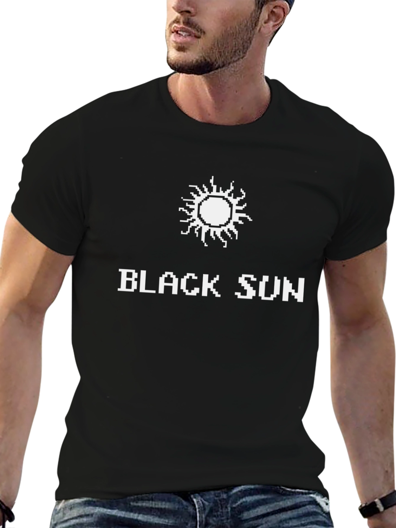 Black Sun Graphic Tee - Pixel Art Style