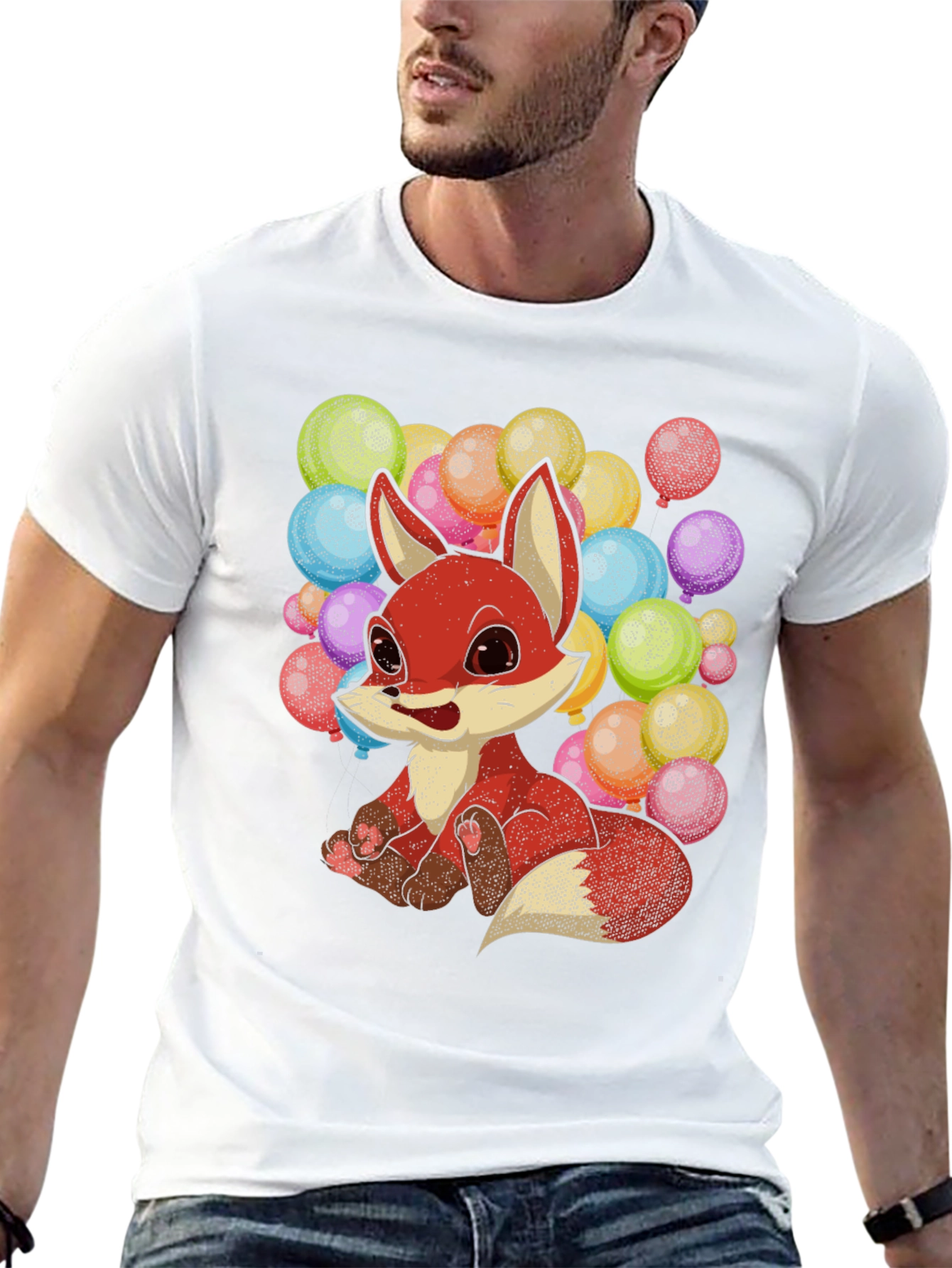 Cute Fox with Balloons Graphic T-Shirt