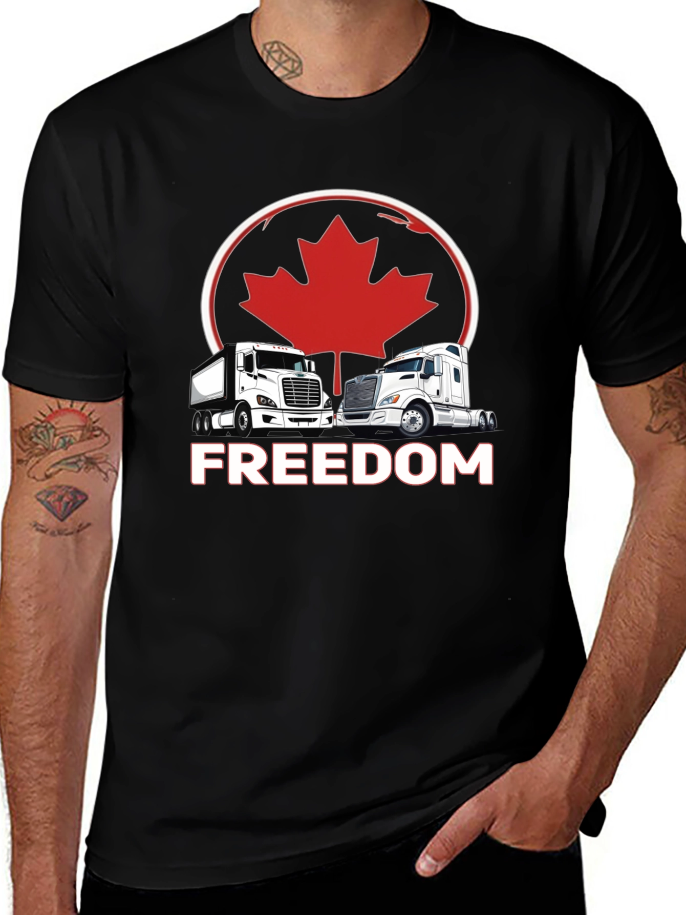 Freedom Trucker T-Shirt Canada Maple Leaf