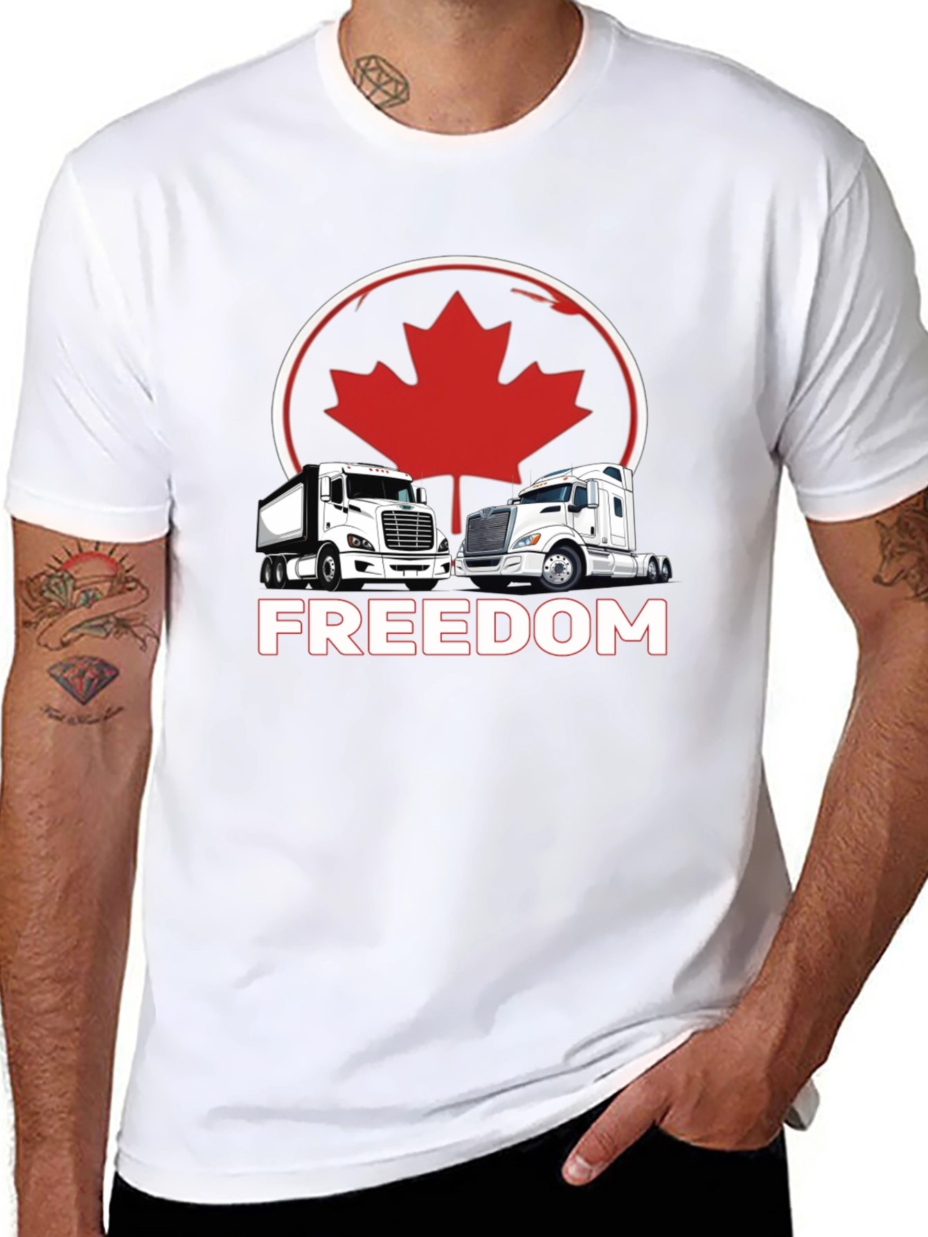 Freedom Trucker T-Shirt Canada Maple Leaf