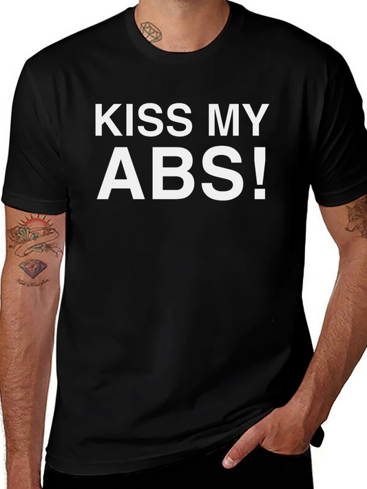 Kiss My Abs! Black Graphic Tee - Workout Humor