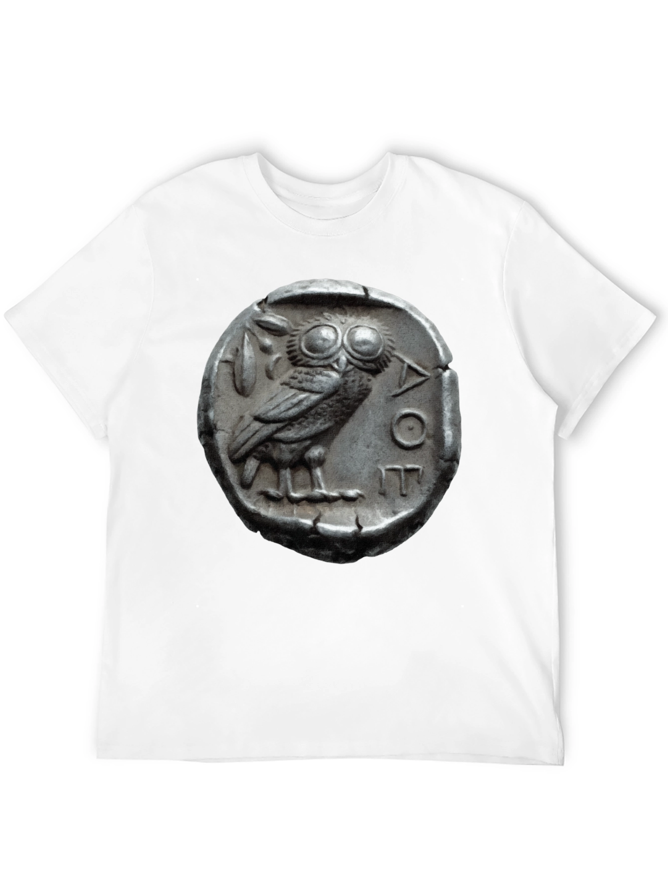 Ancient Owl Coin Graphic Tee - Athens Tetradrachm T-Shirt