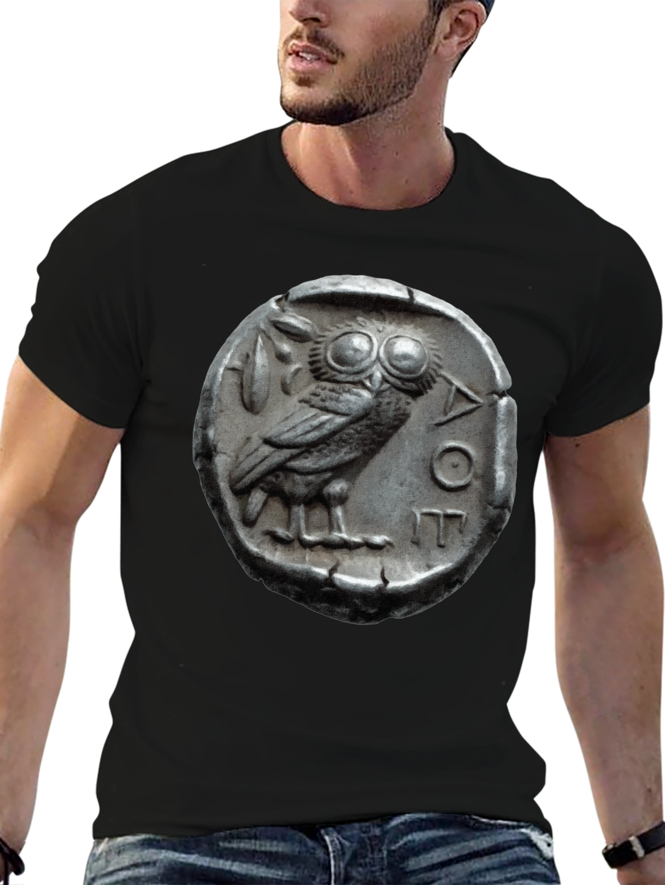 Ancient Owl Coin Graphic Tee - Athens Tetradrachm T-Shirt