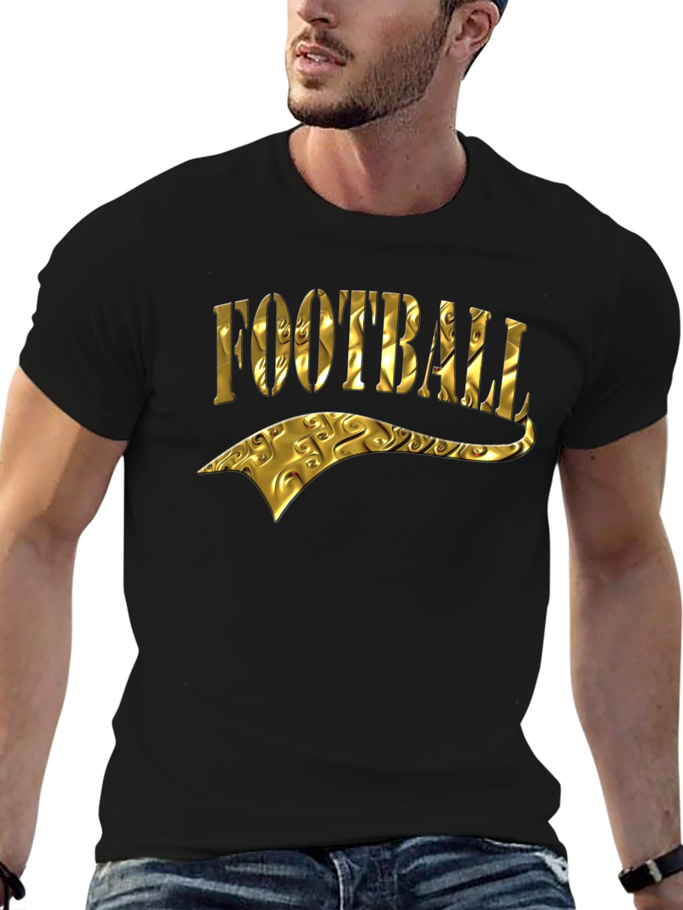 Golden Football Graphic Tee - Black