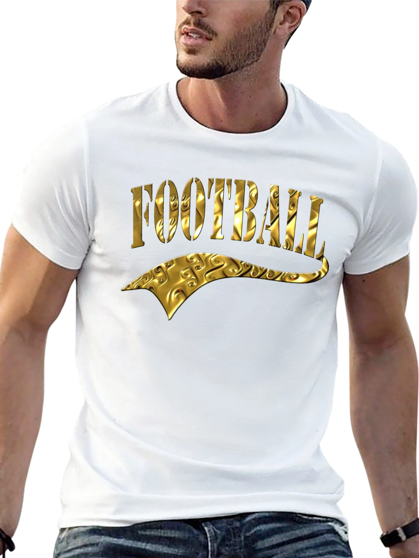 Golden Football Graphic Tee - Black