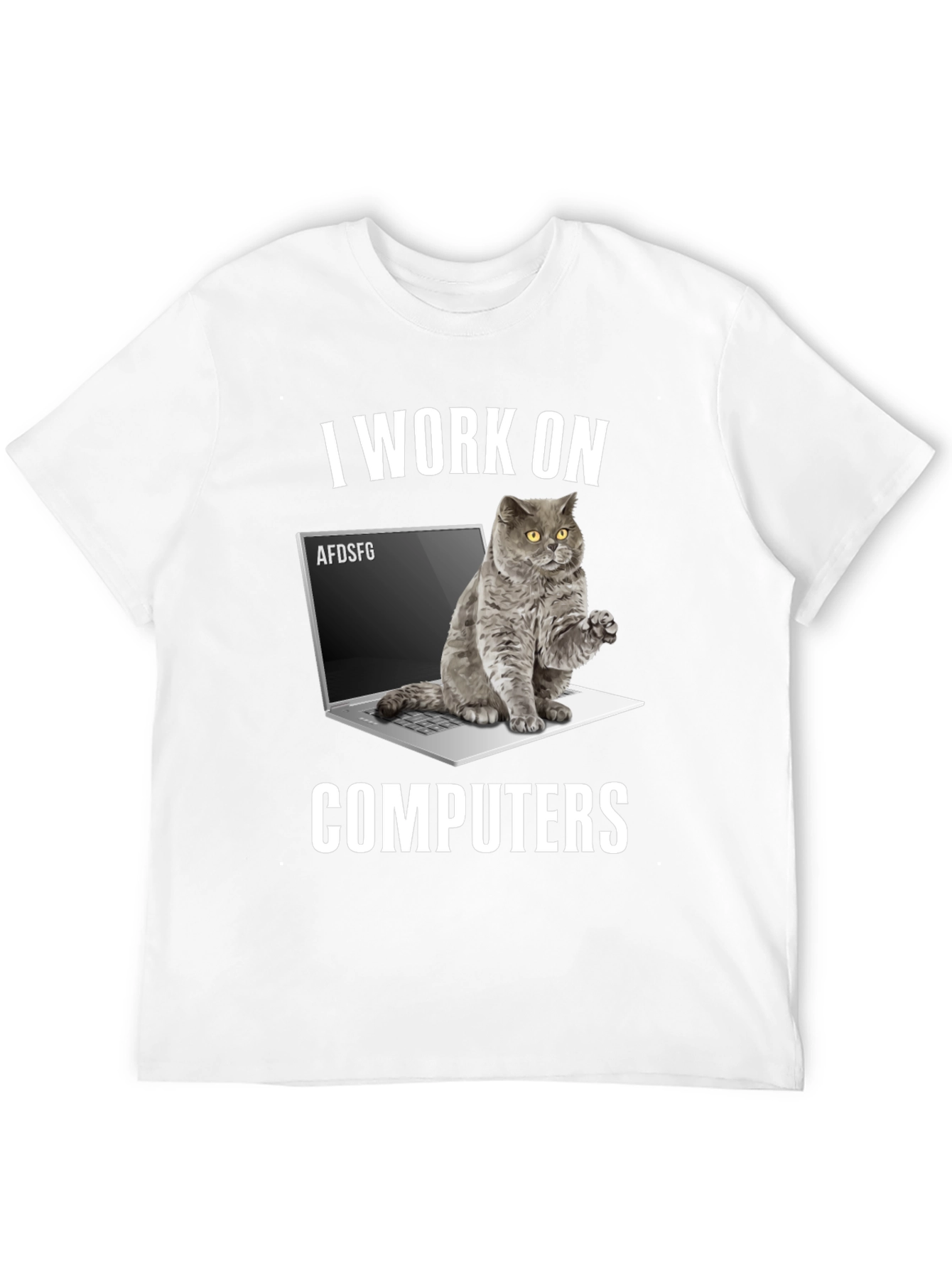 I Work on Computers Cat T-Shirt