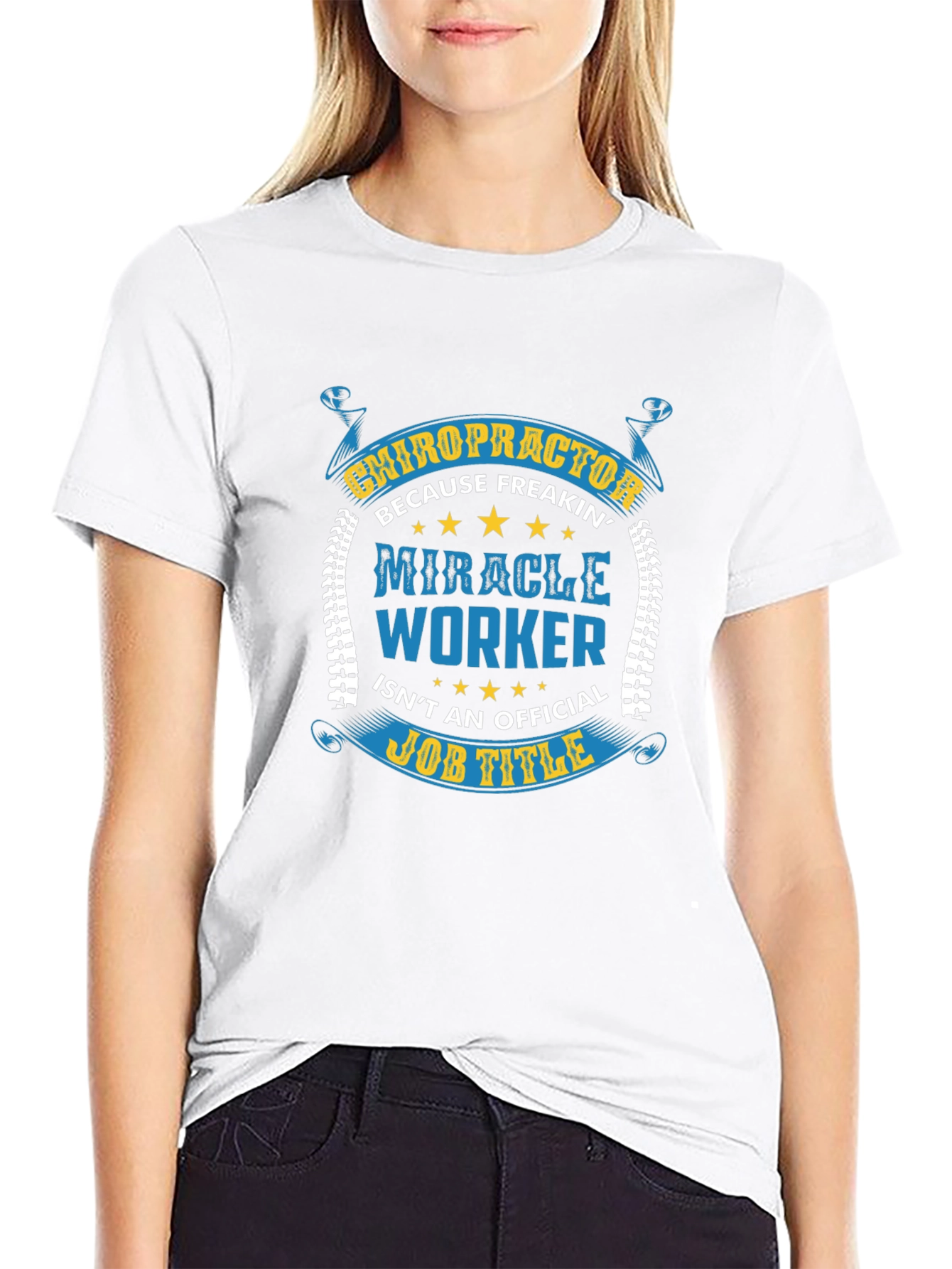 Chiropractor Miracle Worker Black T-Shirt