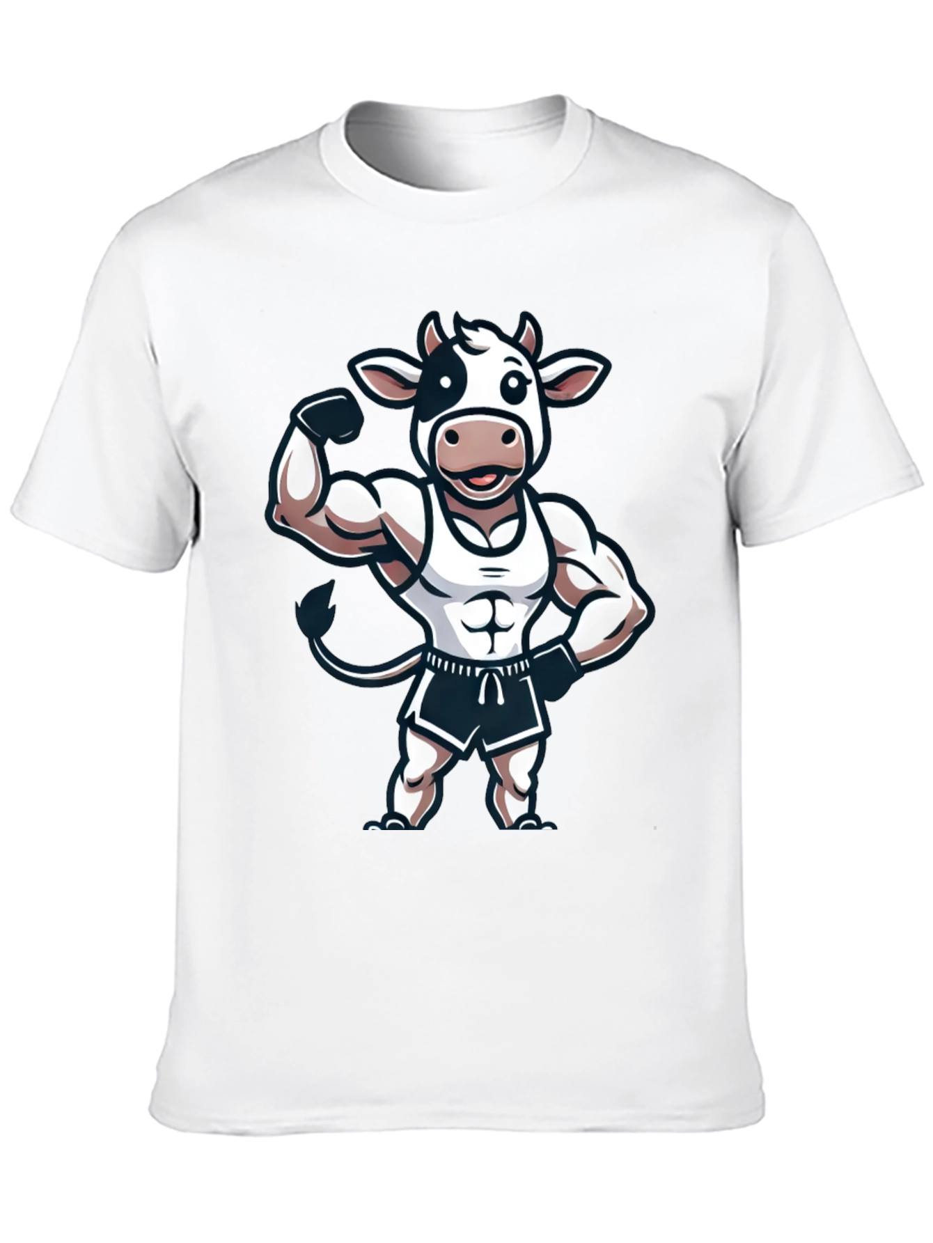 Funny Muscled Cow Graphic T-Shirt