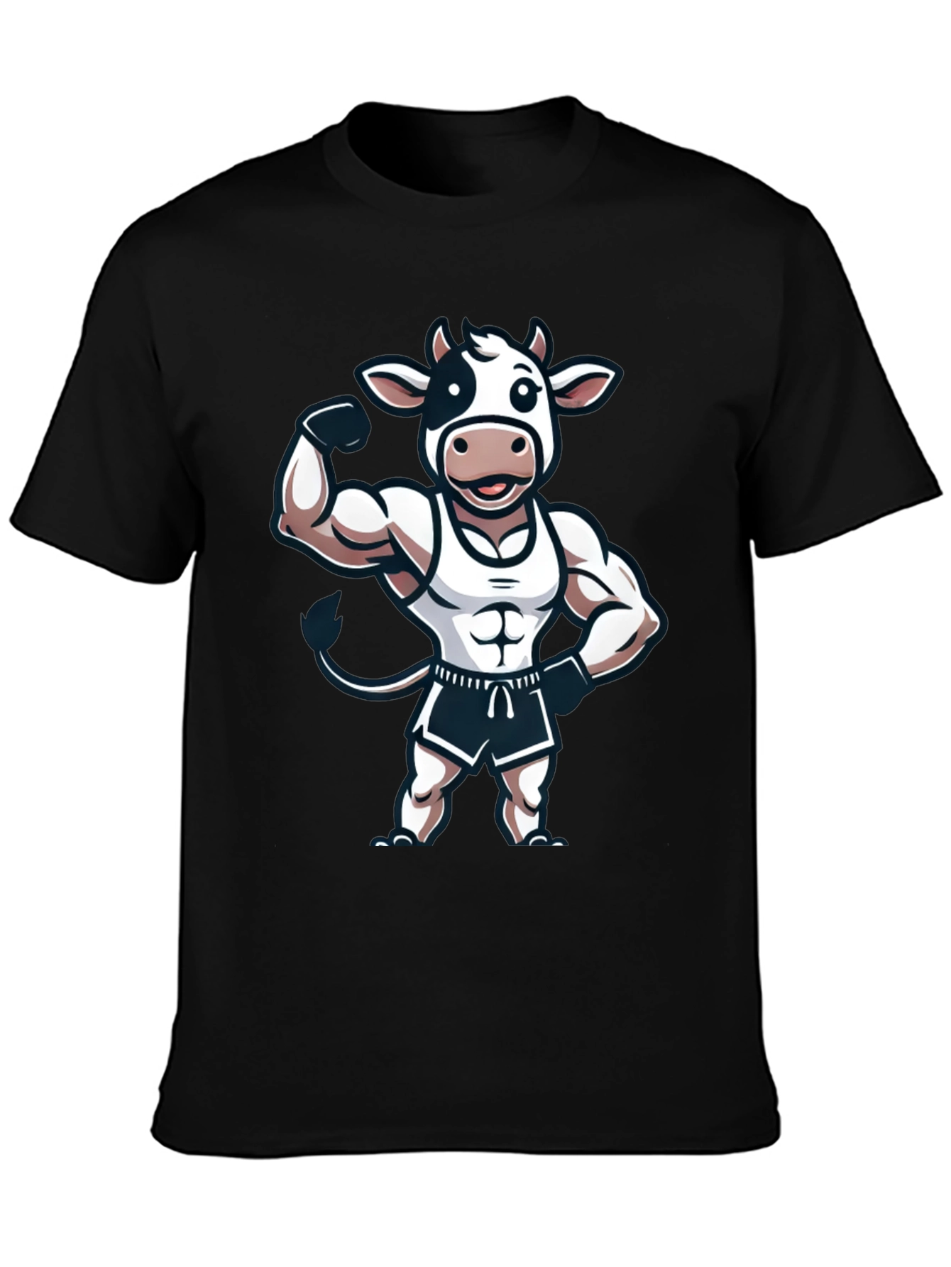 Funny Muscled Cow Graphic T-Shirt