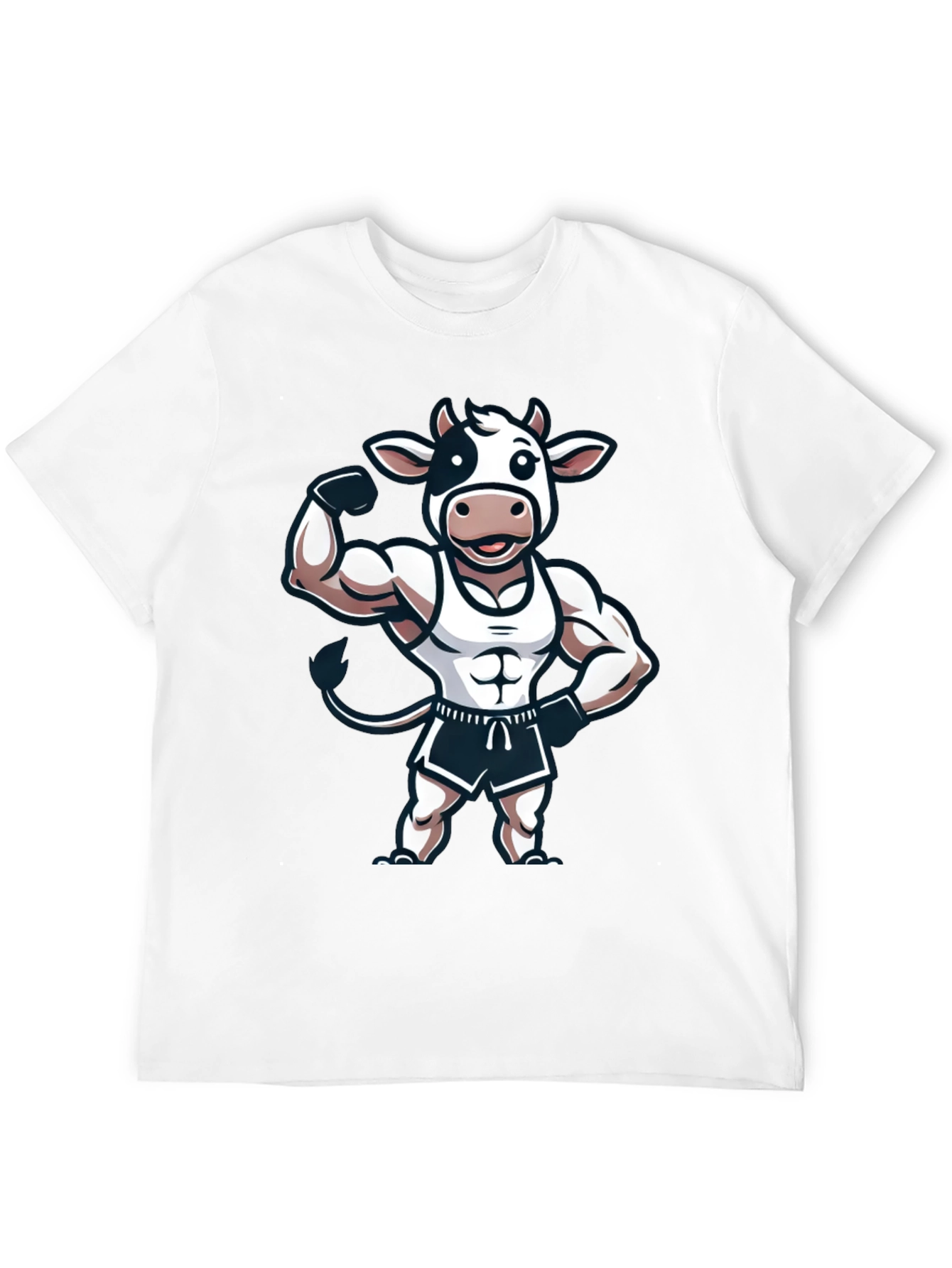 Funny Muscled Cow Graphic T-Shirt