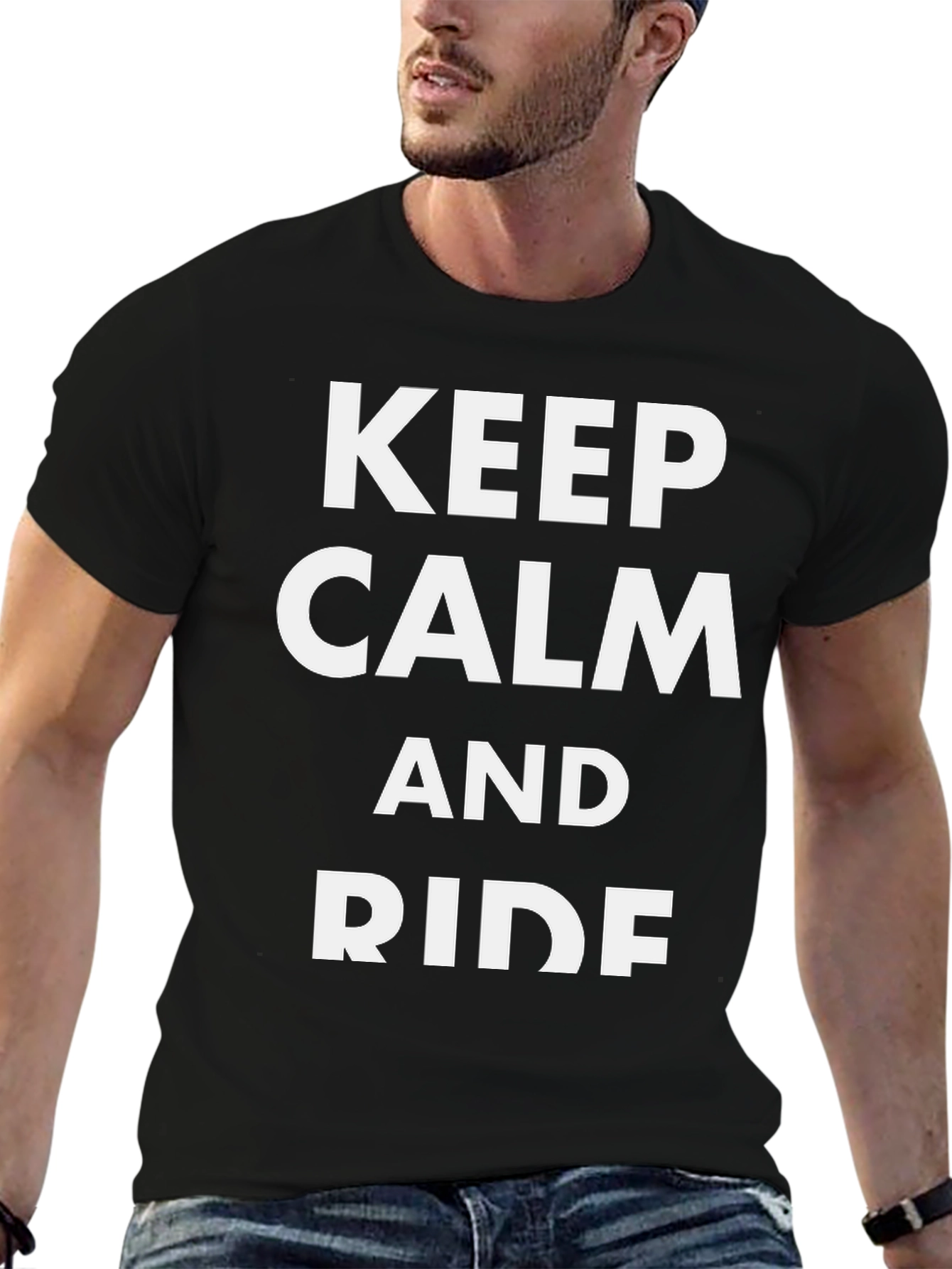 Keep Calm and Ride T-Shirt - Black Cotton Tee