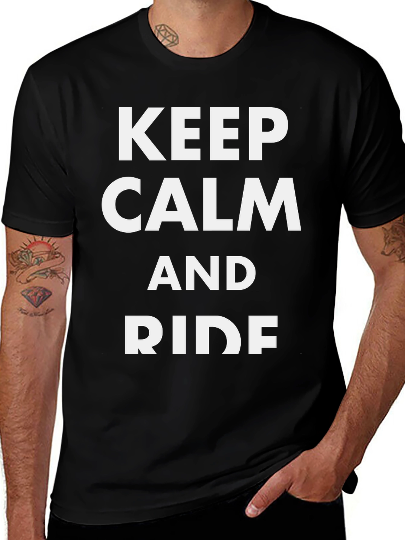 Keep Calm and Ride T-Shirt - Black Cotton Tee