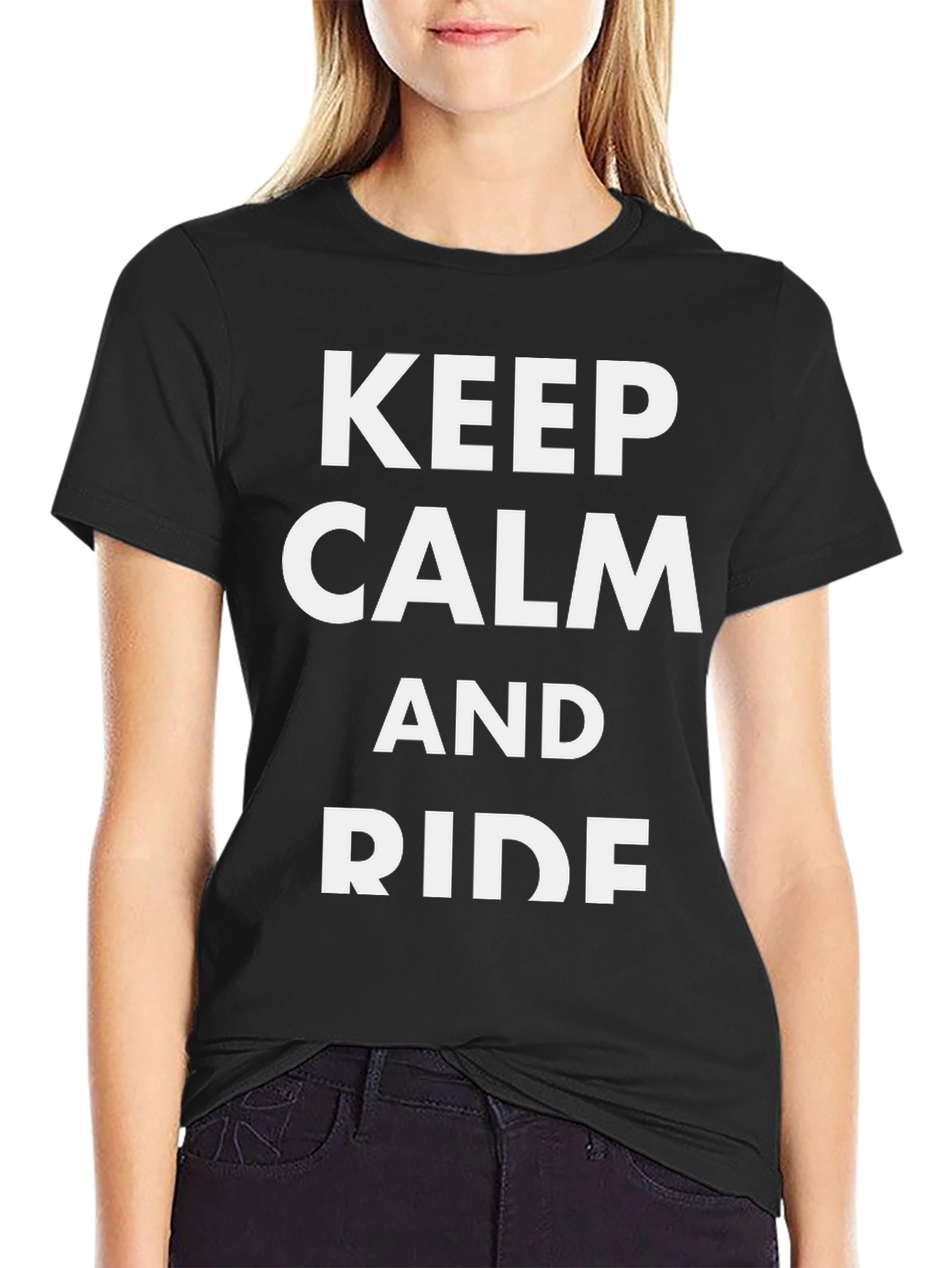 Keep Calm and Ride T-Shirt - Black Cotton Tee