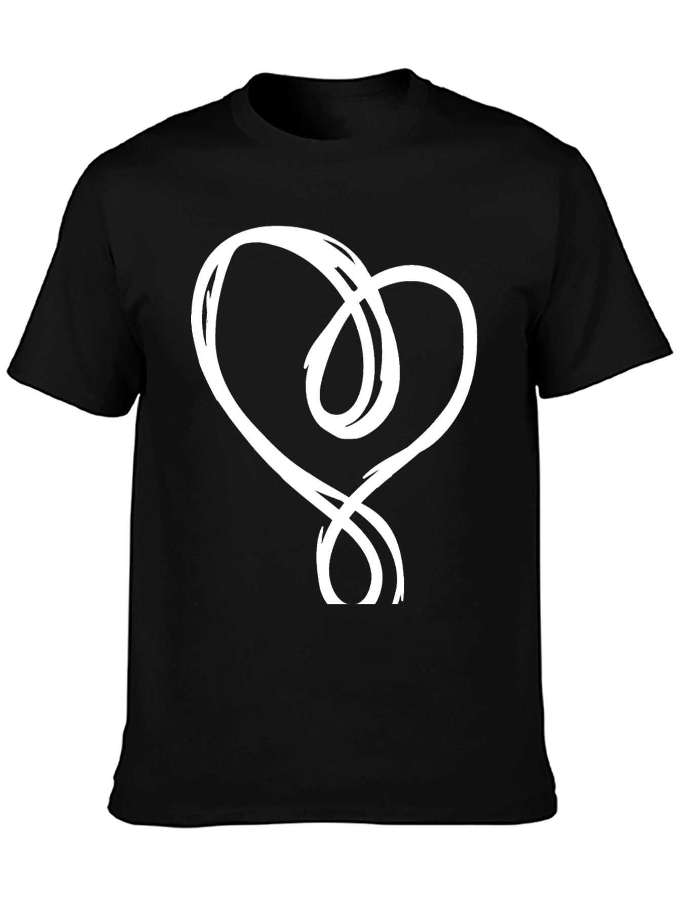 Black T-Shirt with Abstract Heart Design