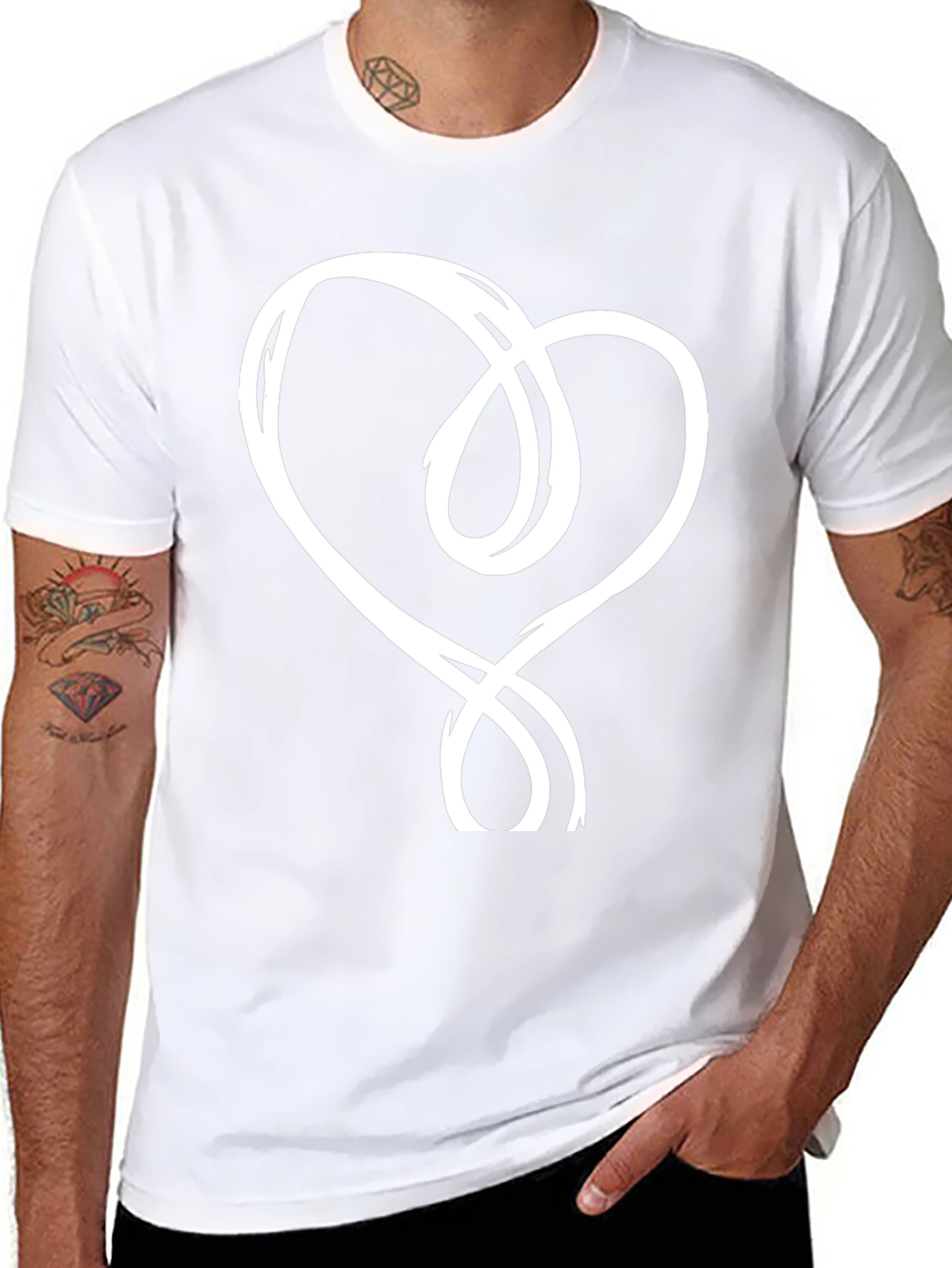Black T-Shirt with Abstract Heart Design