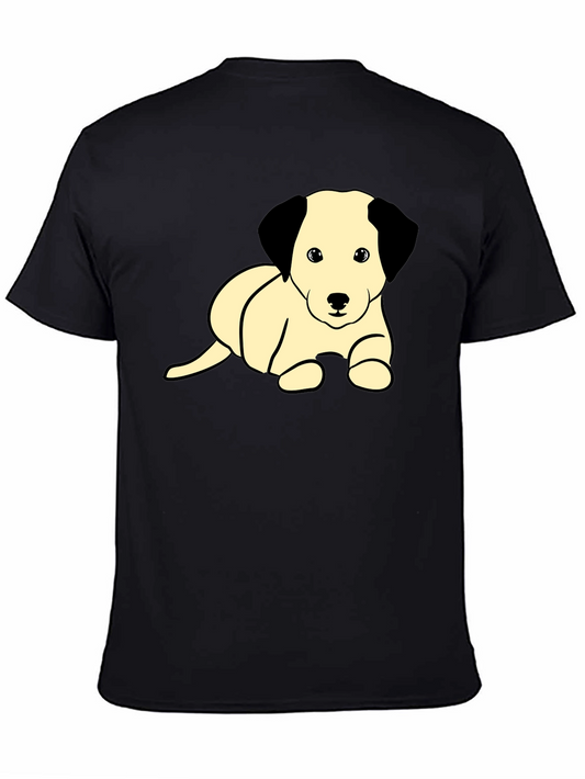 Cute Puppy Graphic T-Shirt - Black Cotton Blend