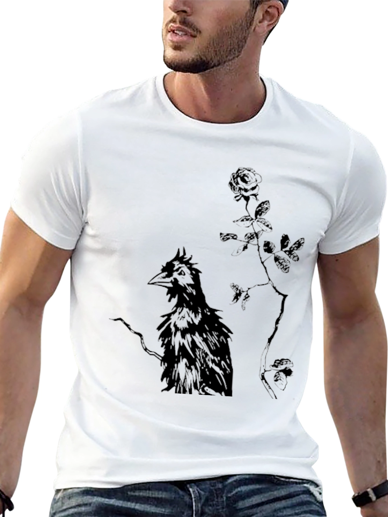 Raven & Rose Graphic Tee - Dark Gothic Style