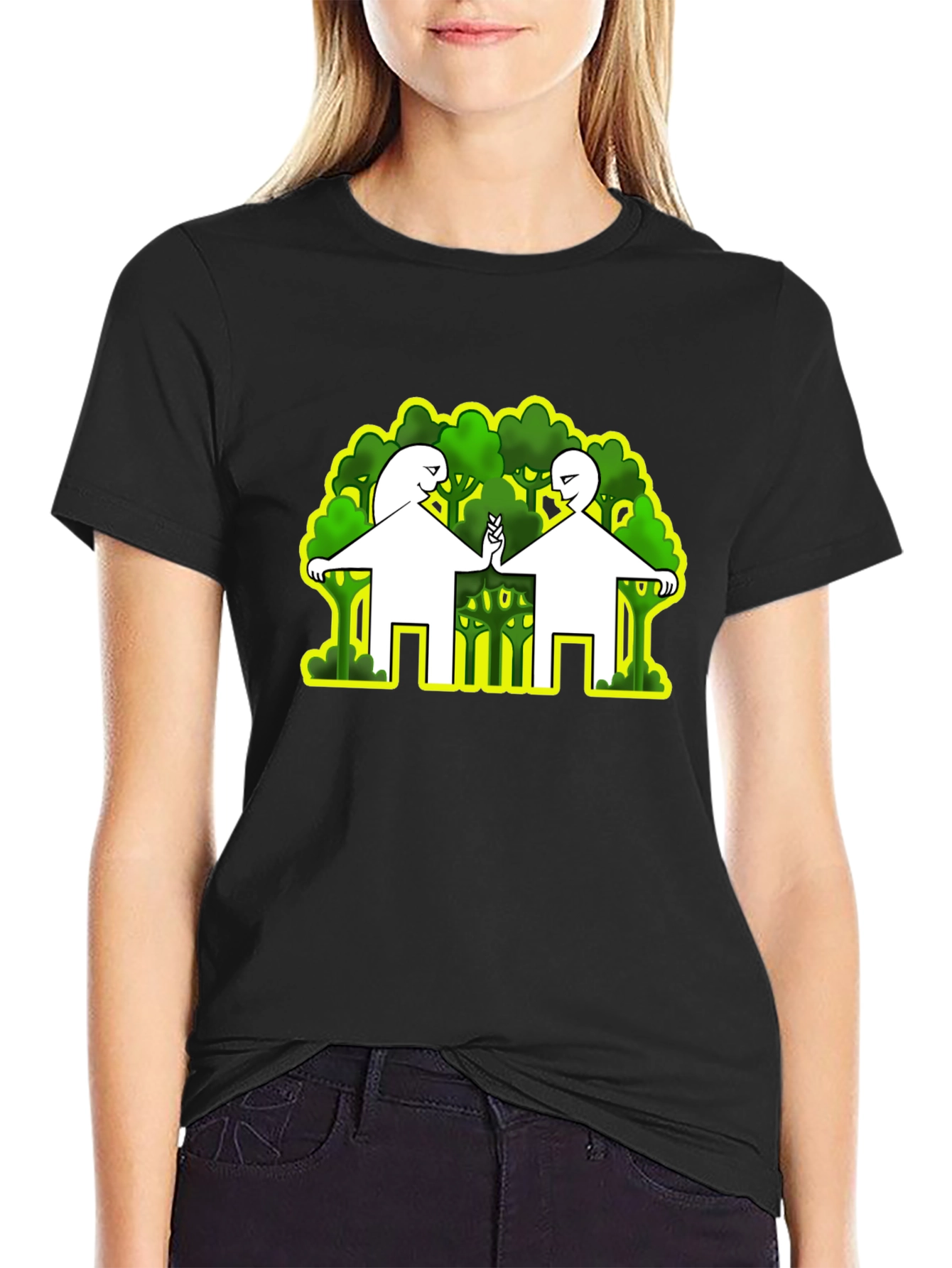 Abstract Peace Tree Graphic Tee - Black