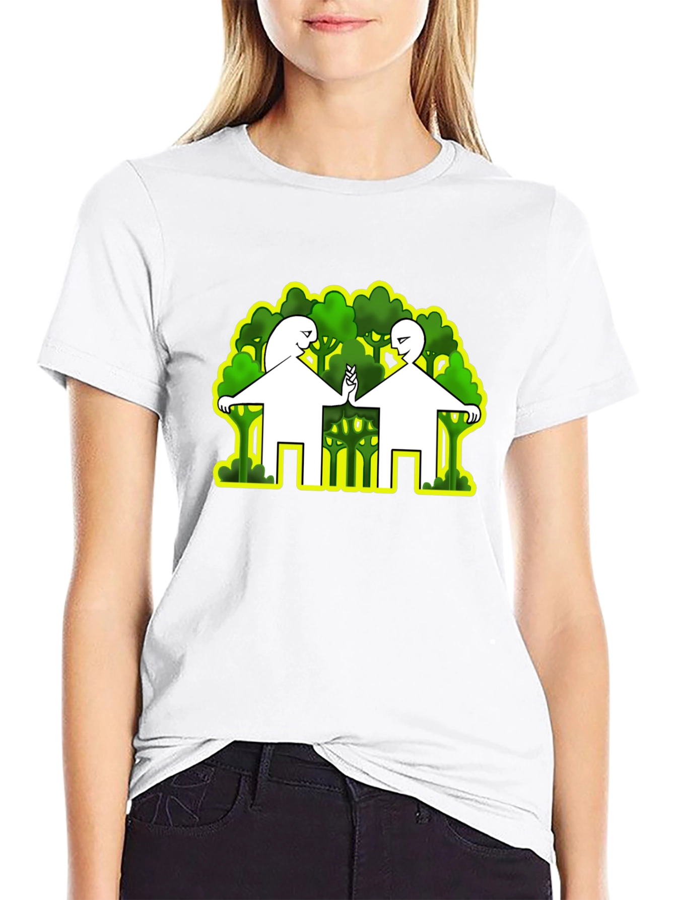 Abstract Peace Tree Graphic Tee - Black