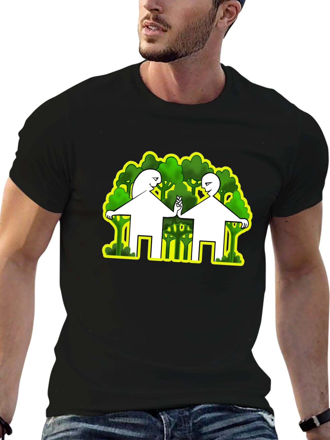 Abstract Peace Tree Graphic Tee - Black