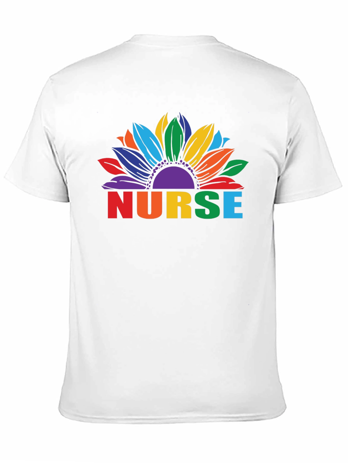 Rainbow Sunflower Nurse Graphic T-Shirt