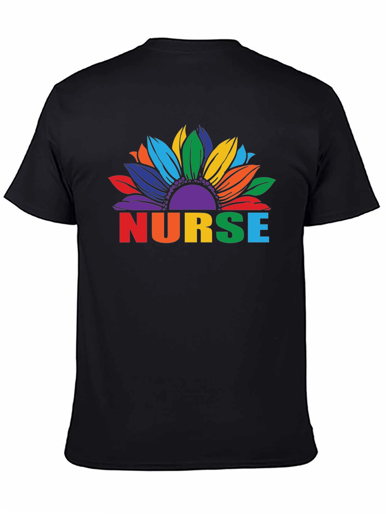 Rainbow Sunflower Nurse Graphic T-Shirt