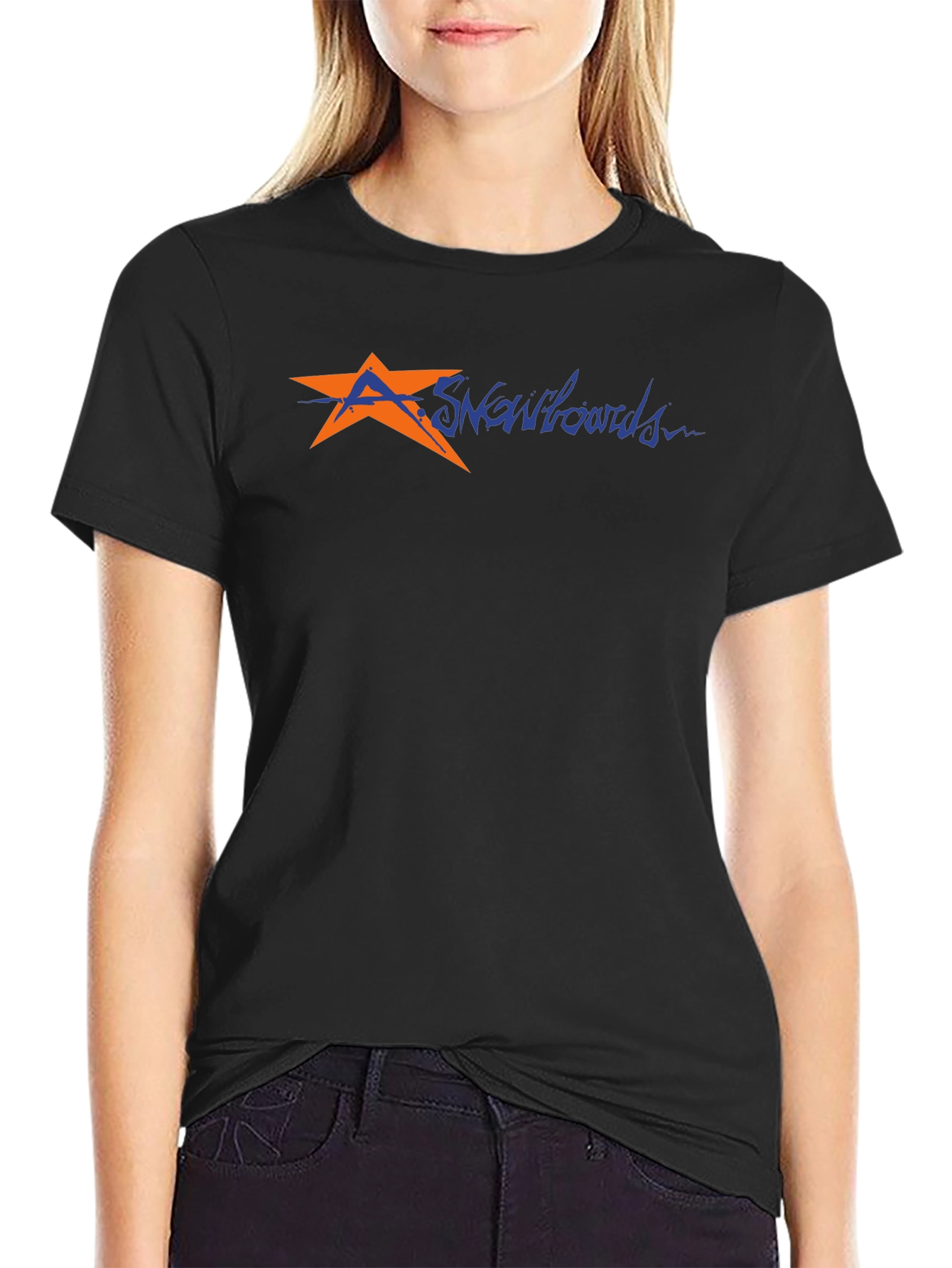Mens Black T-Shirt with Snowboard Graphic